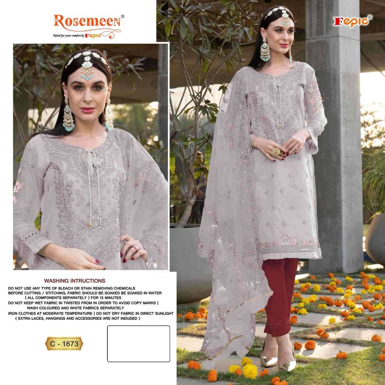 Fepic Rosemeen C 1673 Organza Salwar Suit