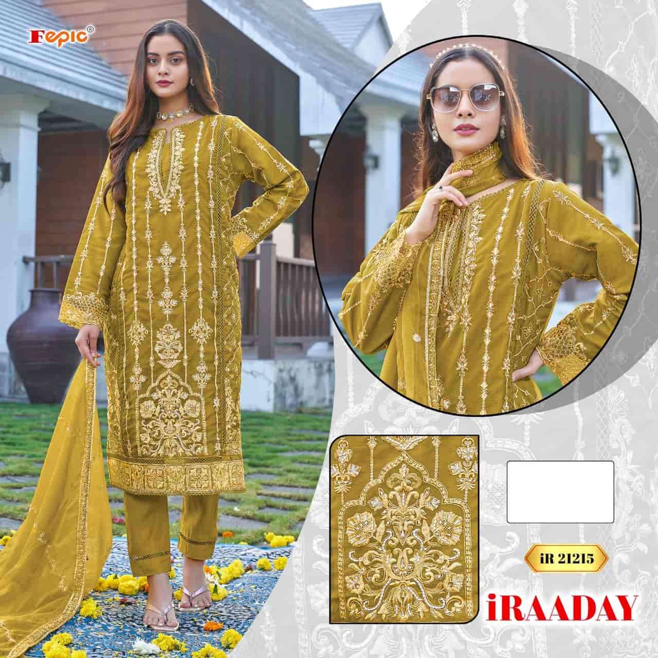 Fepic IR 21215 Pakistani Designer Style Organza Embroidered Suit Exporter