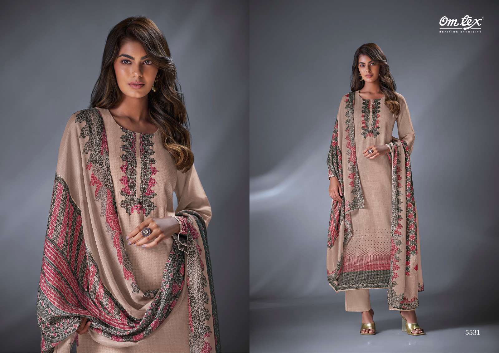 Omtex Kenzie Fancy Satin Exclusive Ladies Suit Catalog Exporter