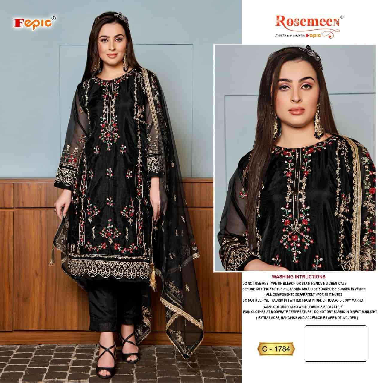 Fepic C 1784 Designer Pakistani Organza Embroidered Dress Exporter