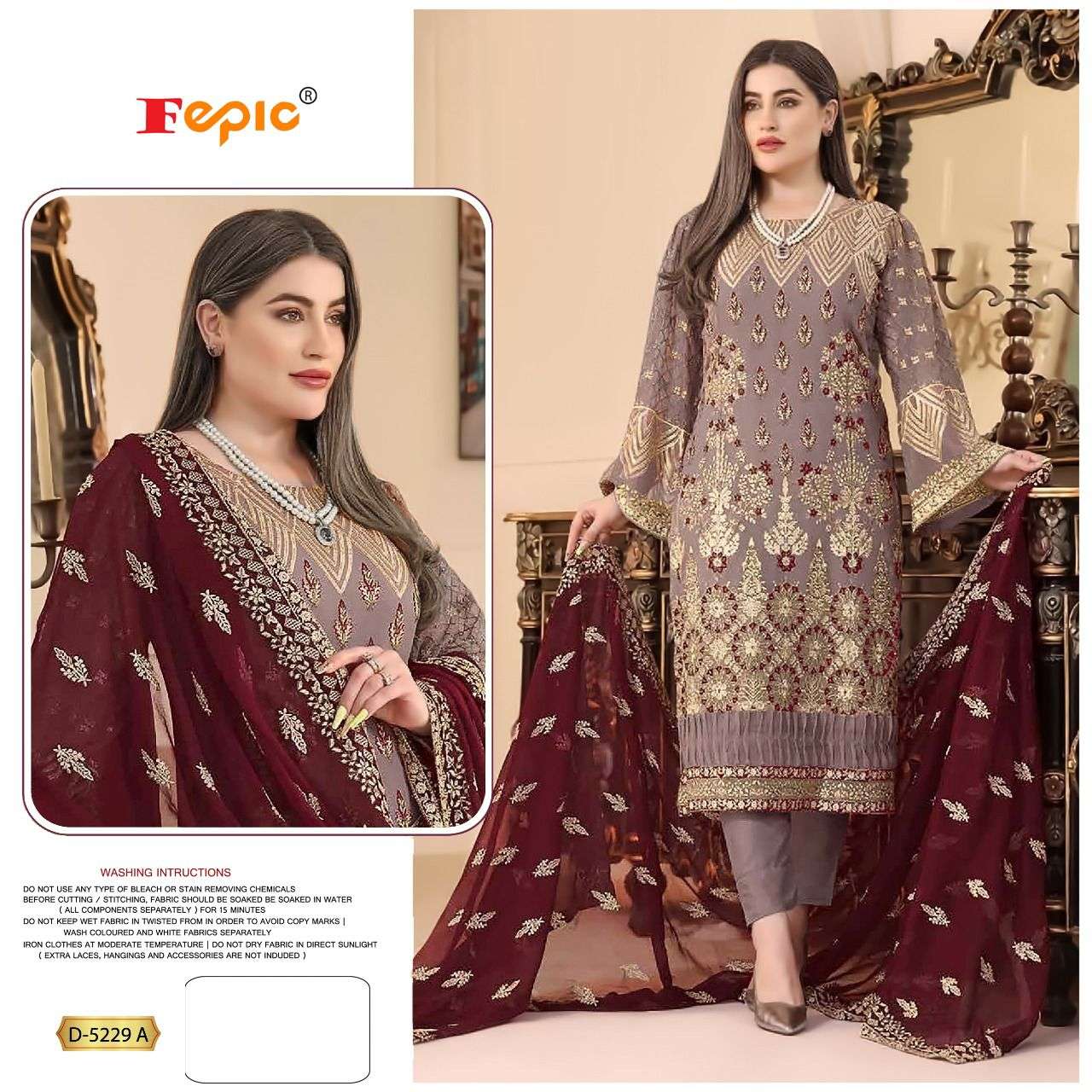 Fepic D 5229 Colors Heavy Embroidery Work Pakistani Suit Collection