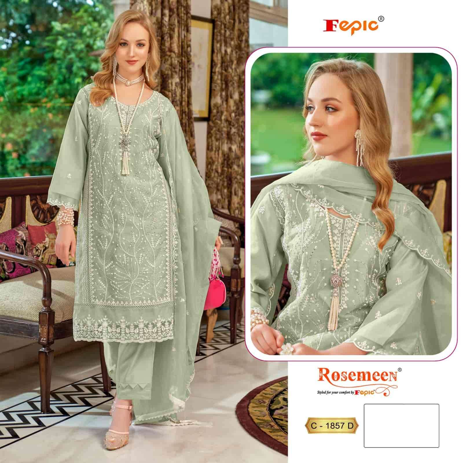 Fepic C 1857 D Pakistani Style Organza Embroidered Unstitched Dress Collection