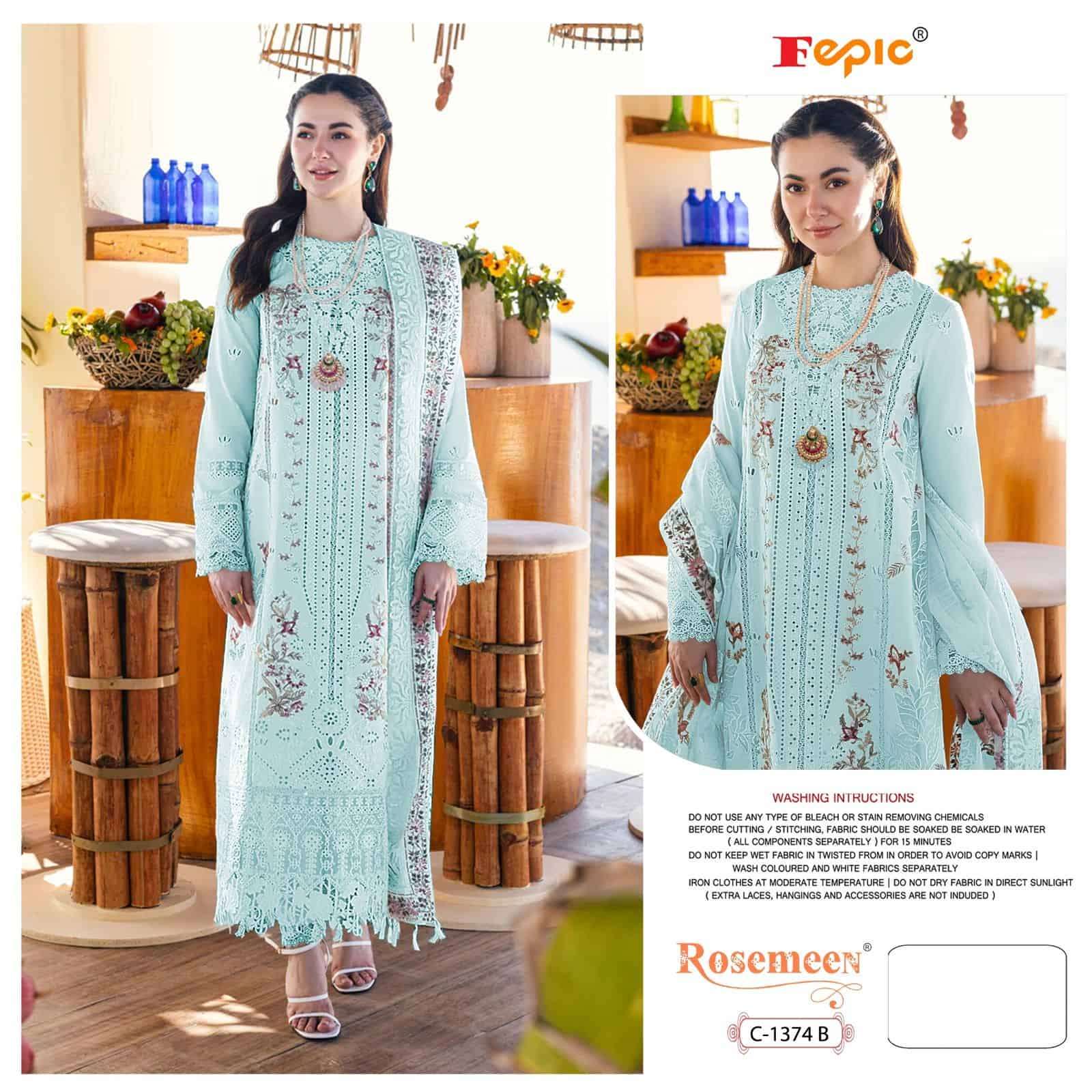 Fepic C 1374 B Exclusive Designer Pakistani embroidered Cotton Dress Collection