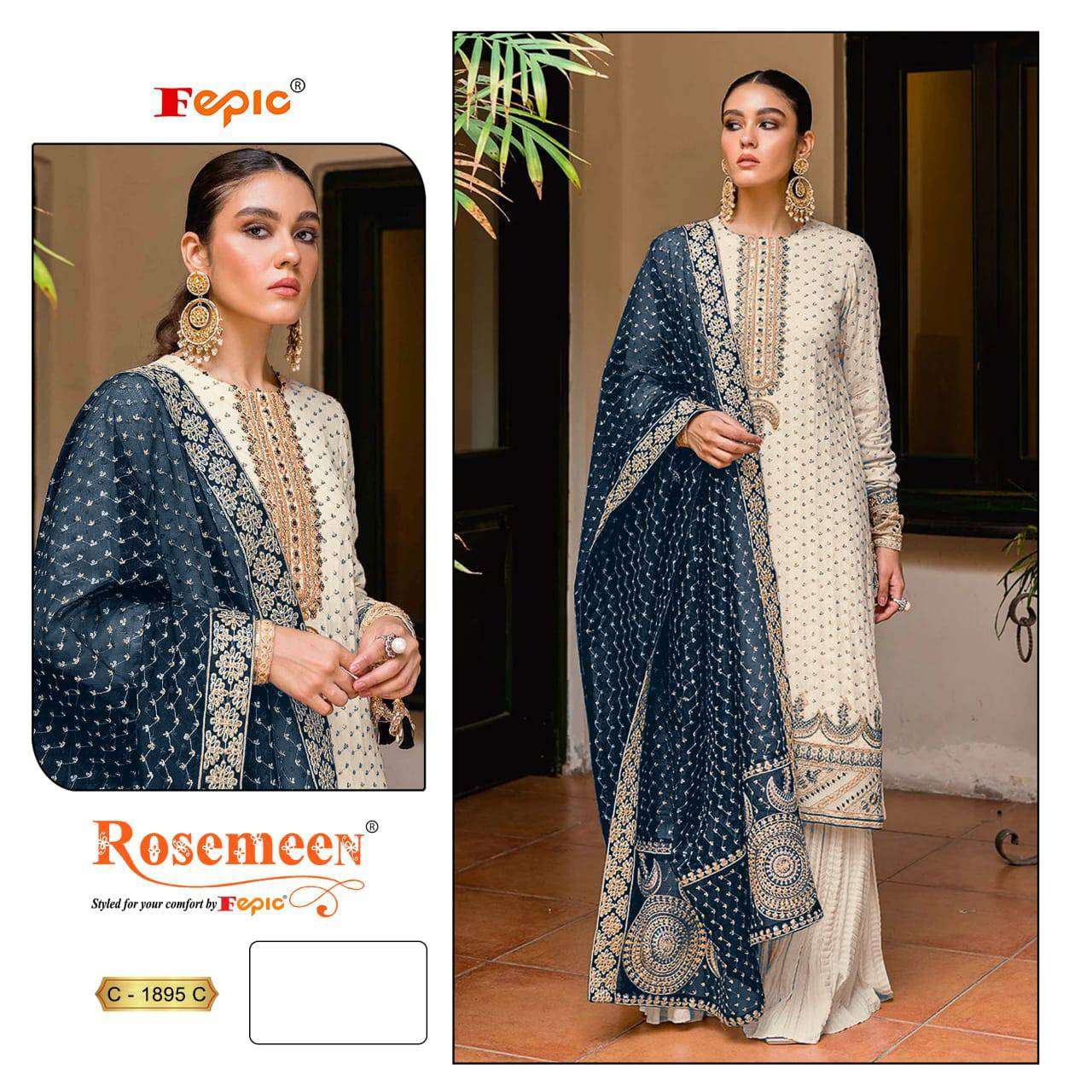 Fepic C 1895 Pakistani Designer Georgette Suit