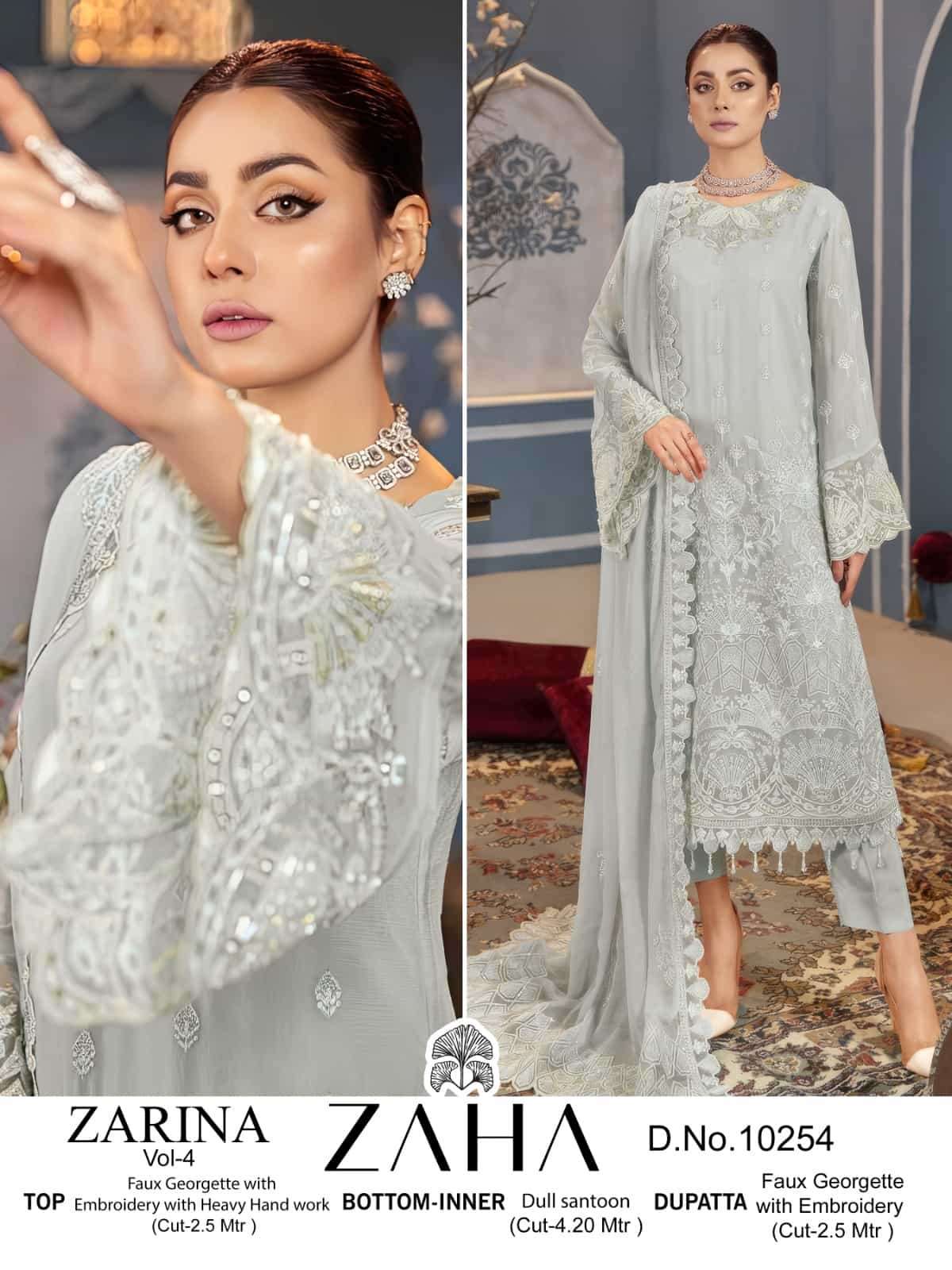 Zaha Zarina Vol-4 Georgette Embroidered Suit