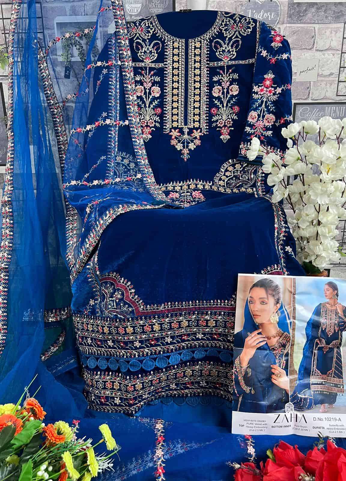 Zaha 10219 A Pakistani Festive Wear Designer Winter Wear Suit Exporter