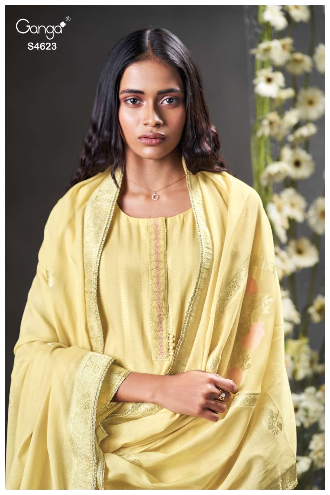 Ganga Fashion Gleya 4623 Designer Chanderi Jacquard Suit Latest Collection