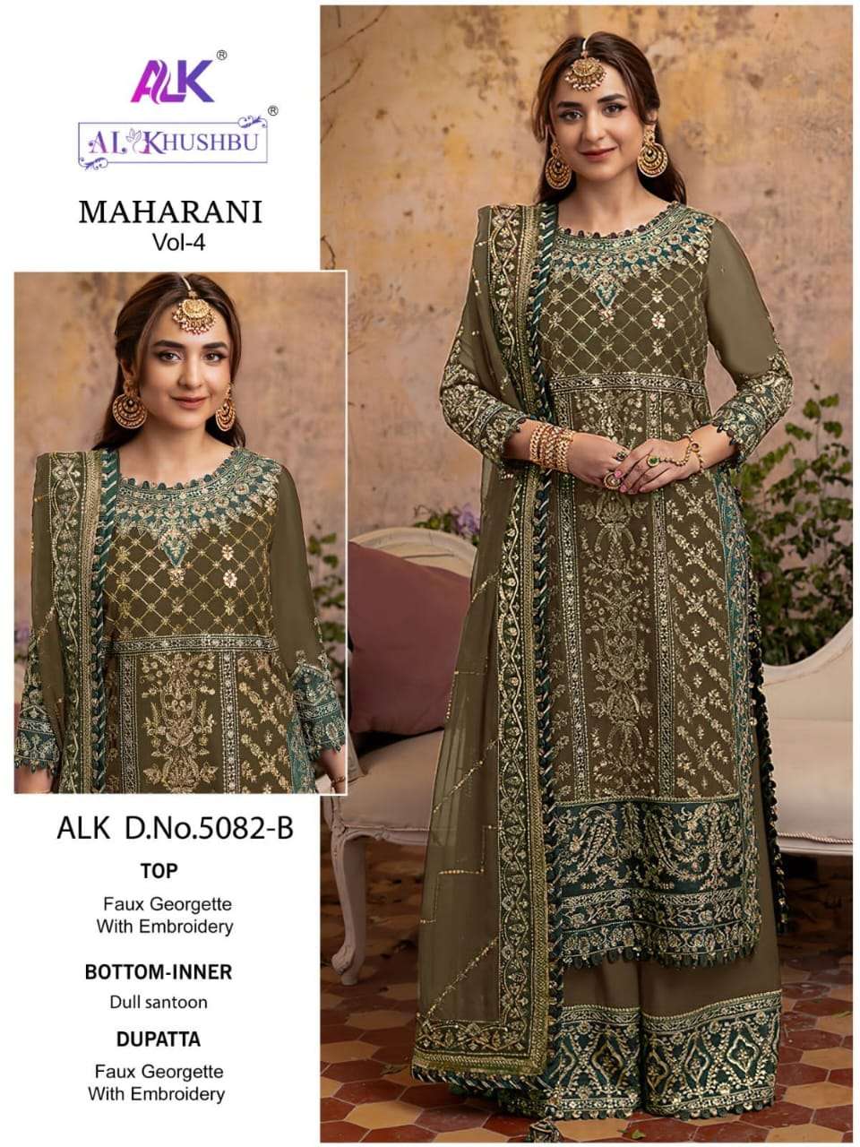 Al Khushbu 5082 Pakistani Festive Sera Style Designer Suit Exporter