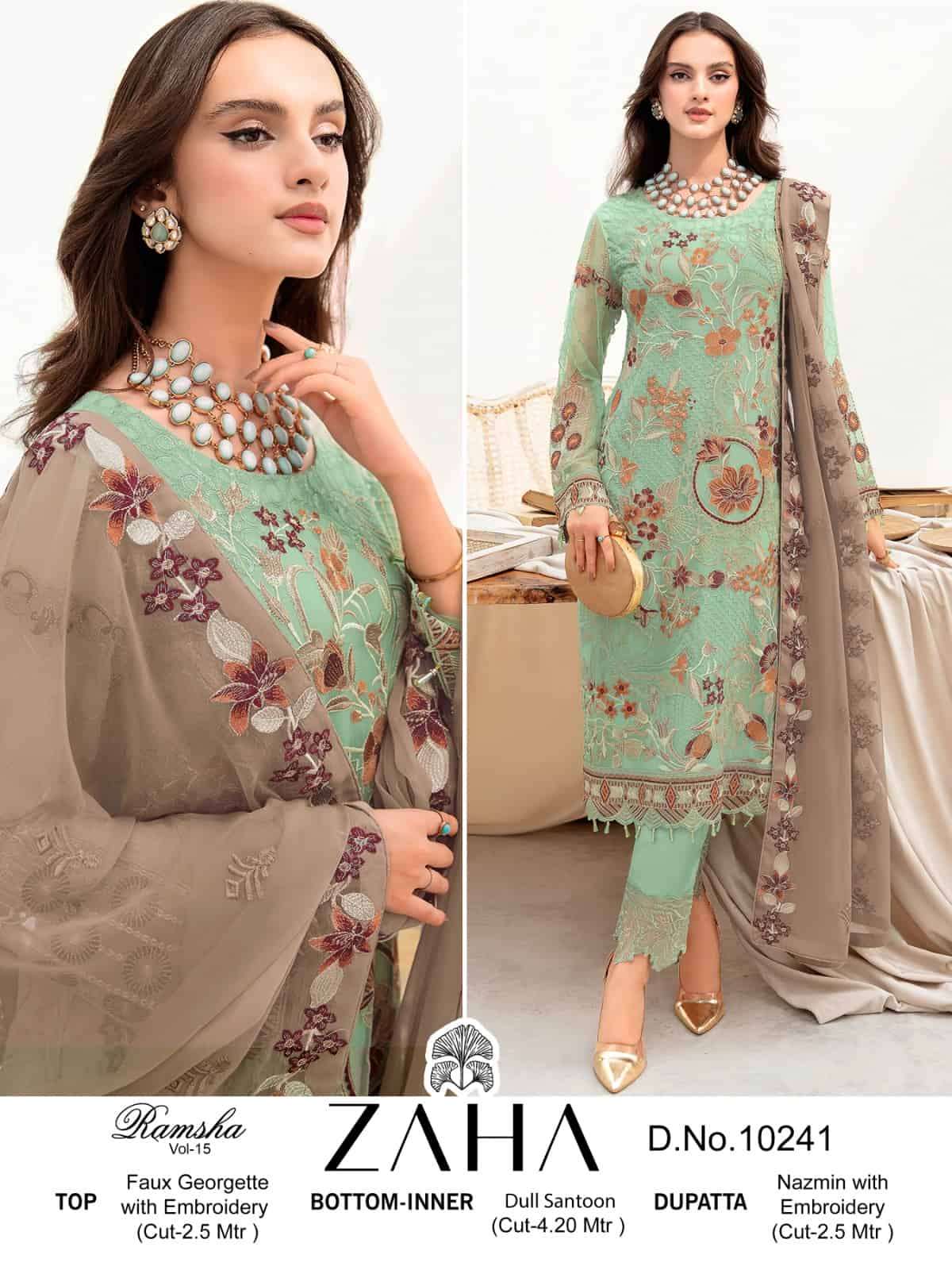 Zaha Ramsha Vol-15 Embroidered Georgette Dress