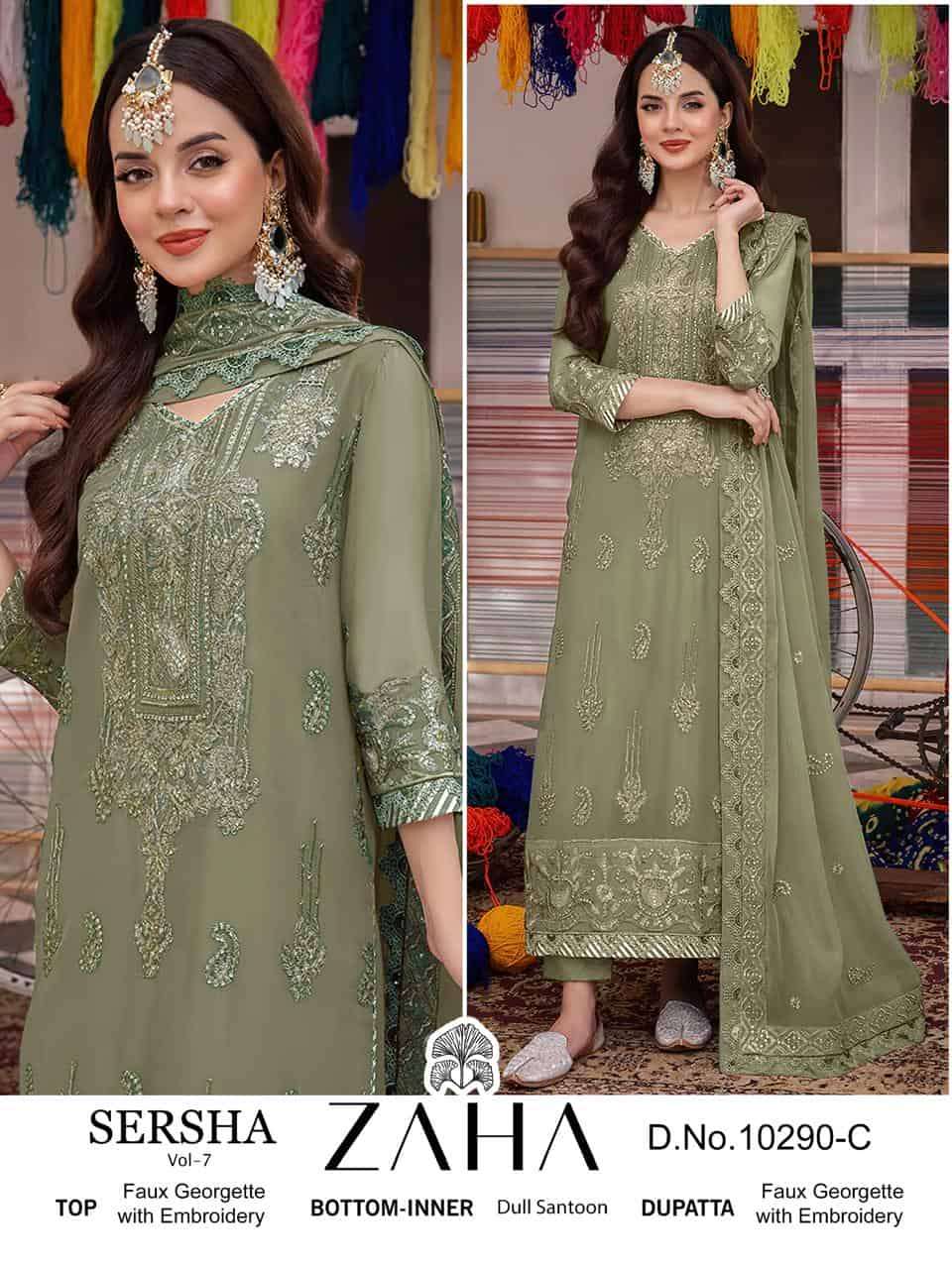 Zaha 10290 C Georgette Unstitched Dress Premium Selection