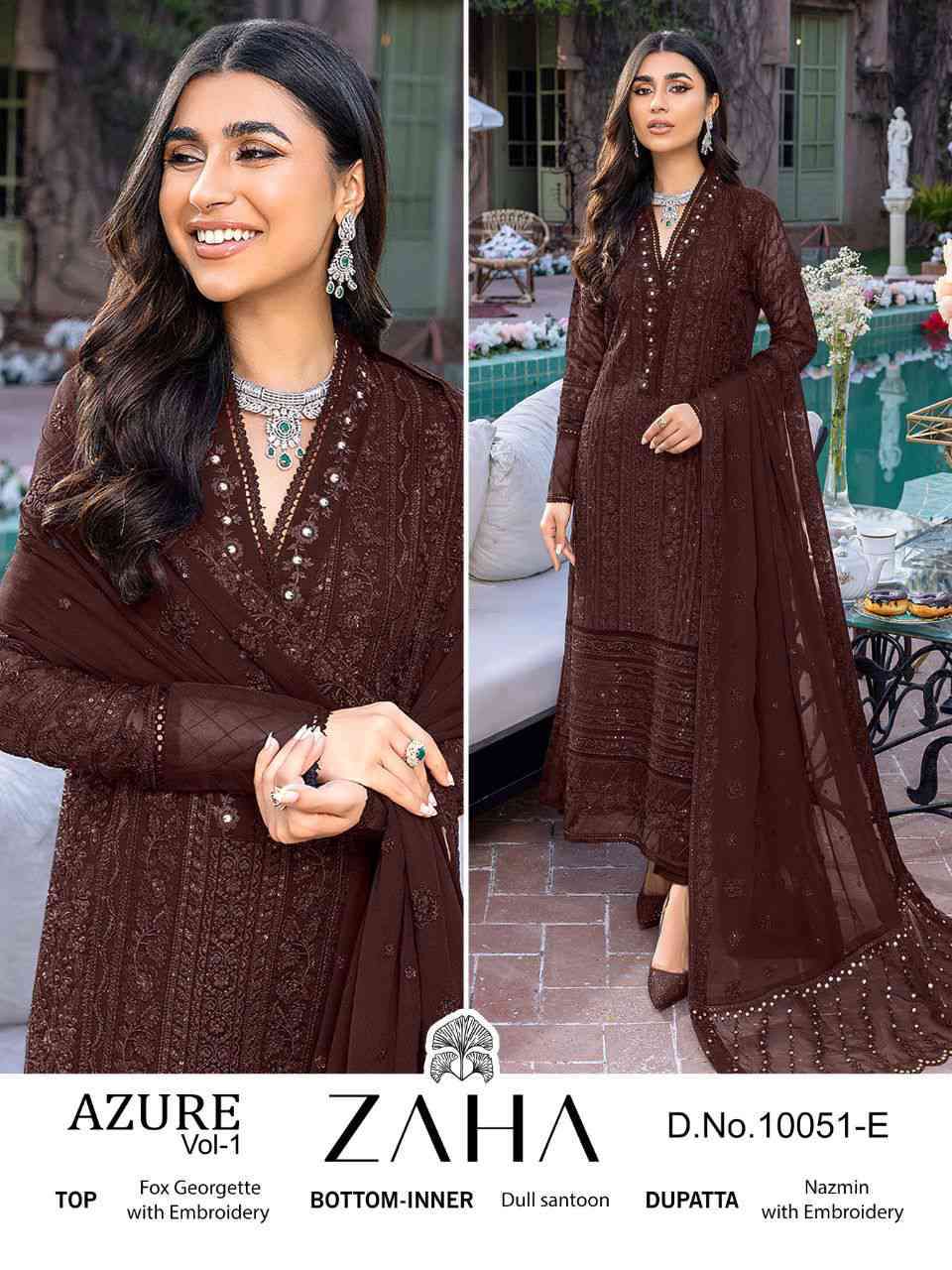 Zaha Azure Vol 1 10051 Hit Colors Pakistani Salwar Suit