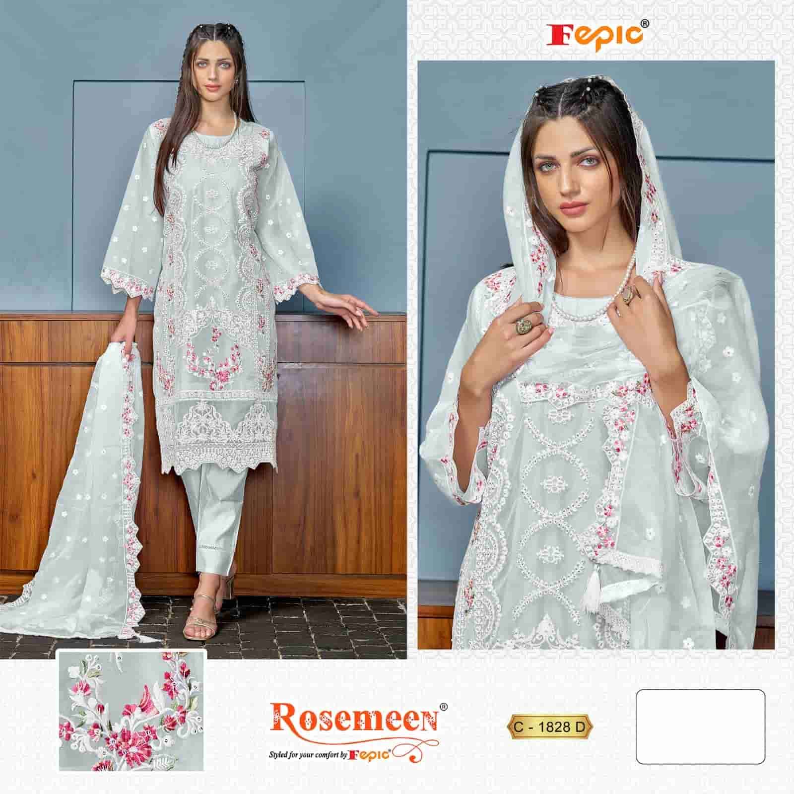 Fepic C 1828 D Pakistani Style Designer Organza Embroidered Suit Supllier
