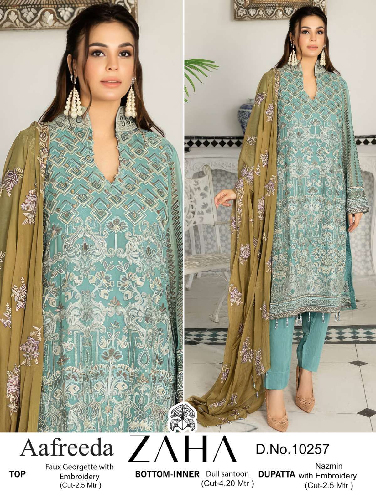 Zaha Aafreeda Vol 1 10256 To 10258 Designer Georgette Pakistani Suit Festive Collection