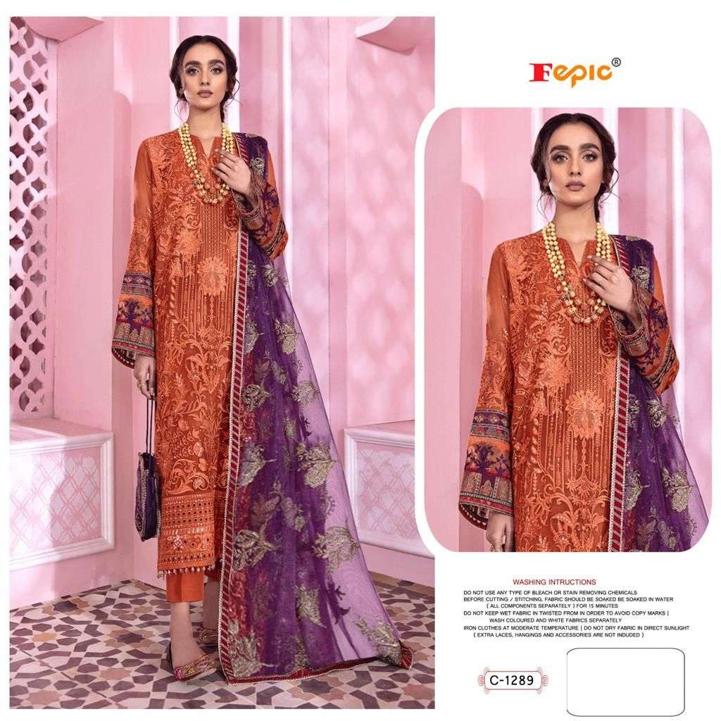 Fepic C 1289 Embroidered Georgette Unstitch Dress