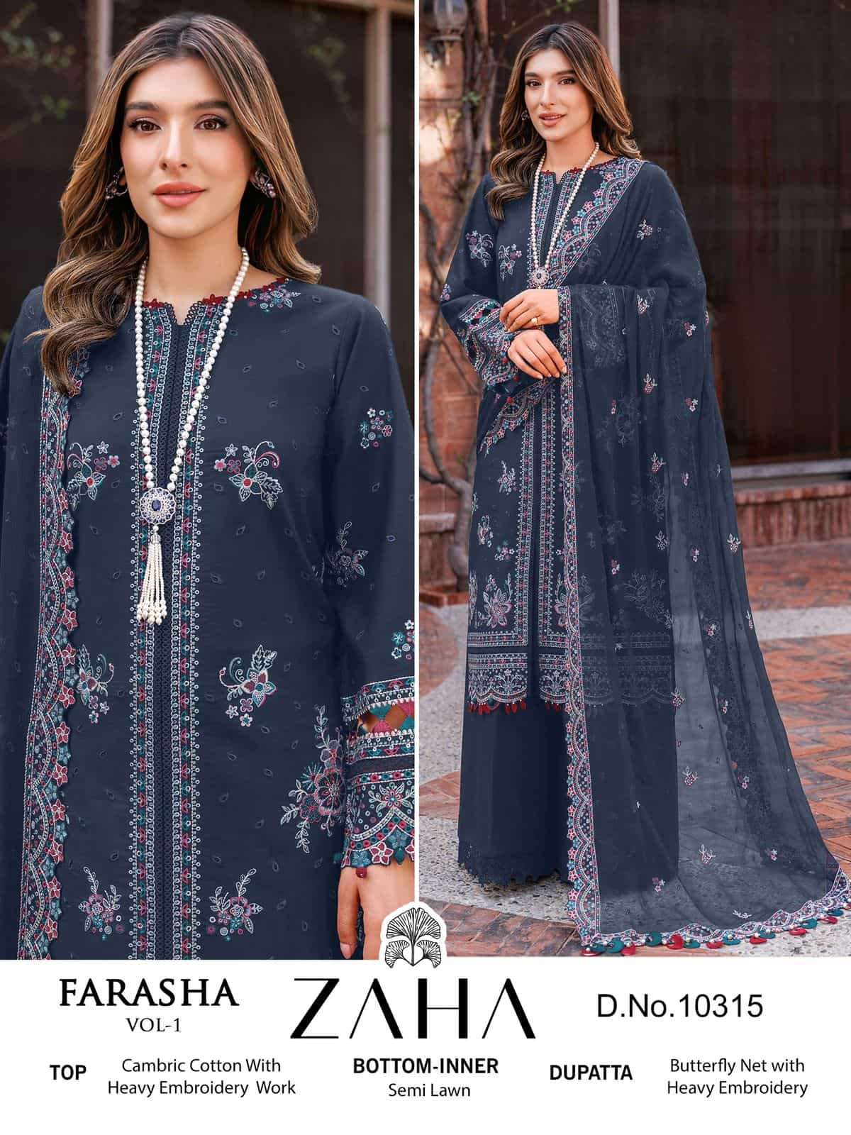 Zaha Farasha Vol-1 Embroidered Cotton Suit