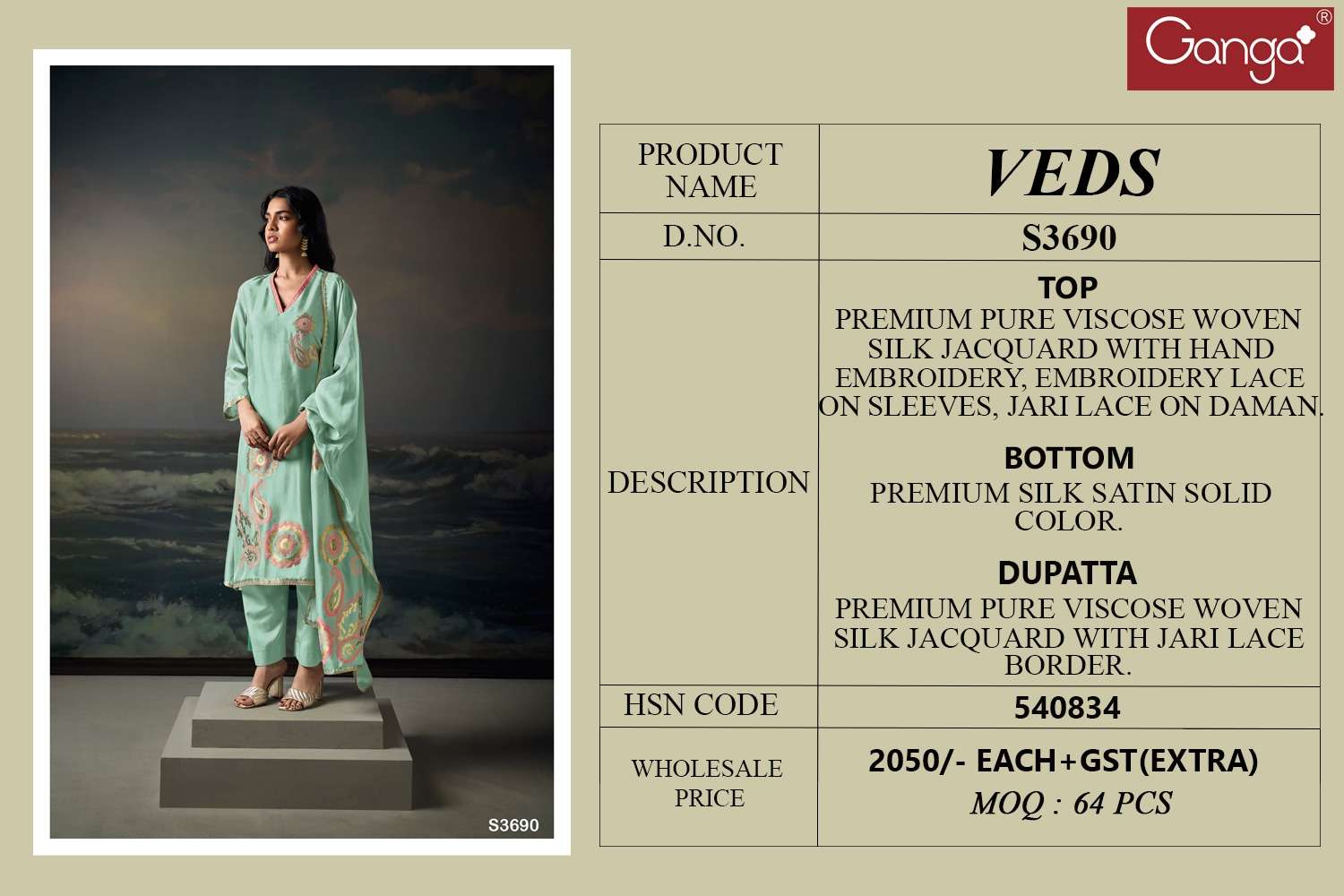 Ganga Fashion Veds 3690 Exclusive Designer Ladies Suit Latest Collection