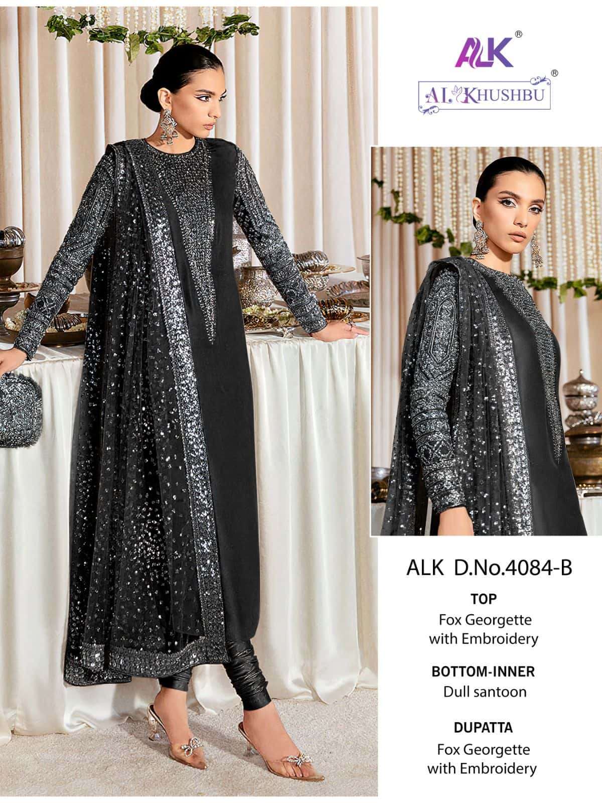 AL Khushbu 4084 B Pakistani Party Wear Desginer Suit Wholasaler