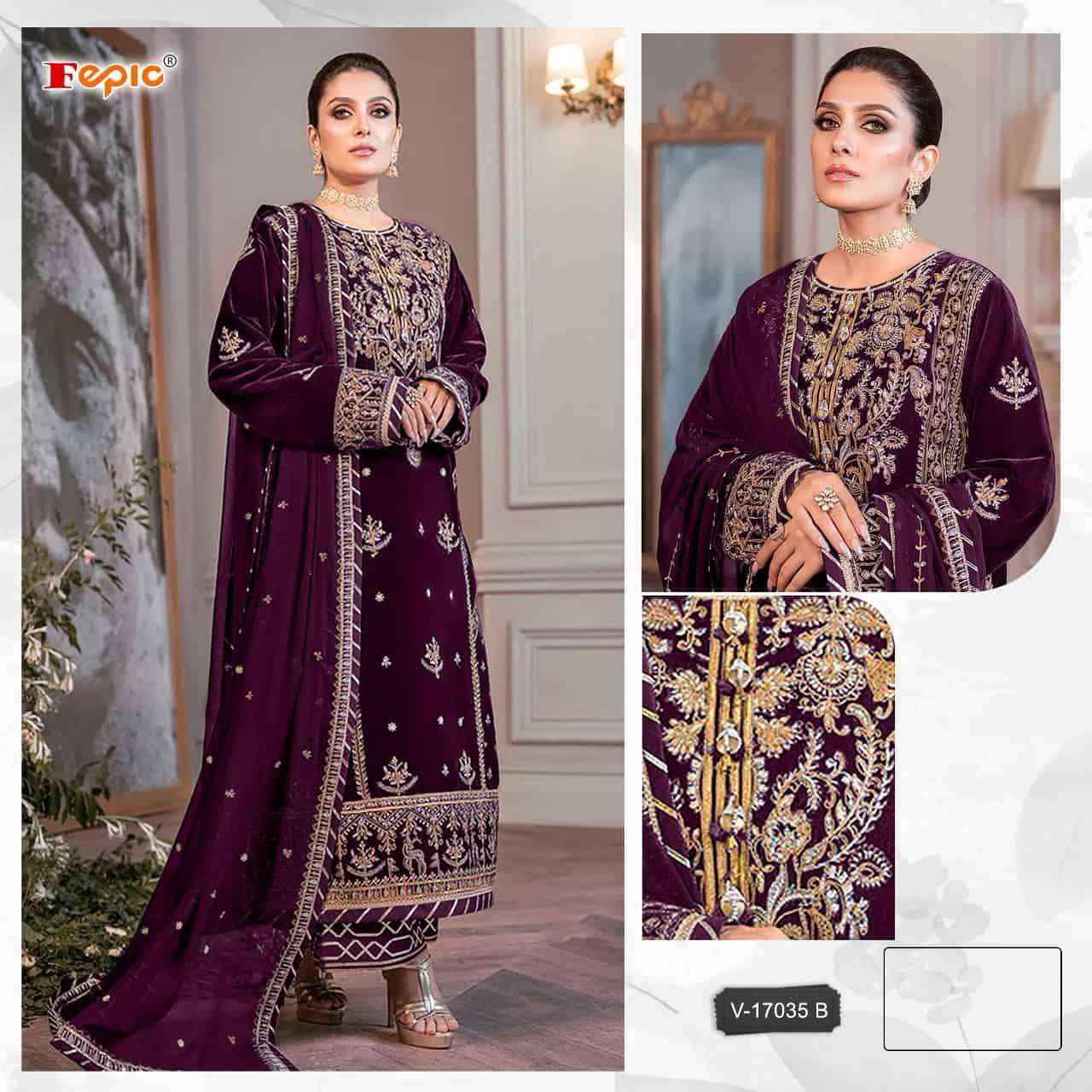Fepic Rosemeen V-17035 B Velvet Salwar Suit