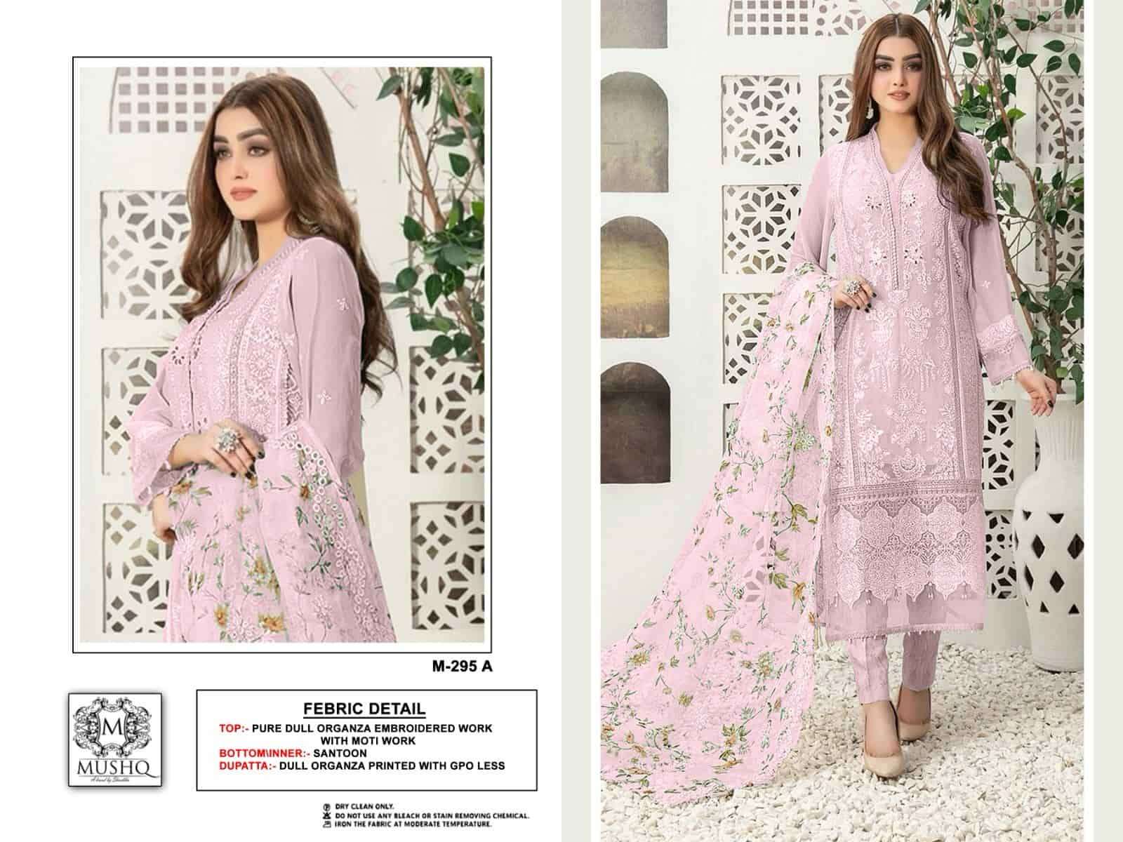 Mushq M-295 A Embroidered Organza Pakistani Suit