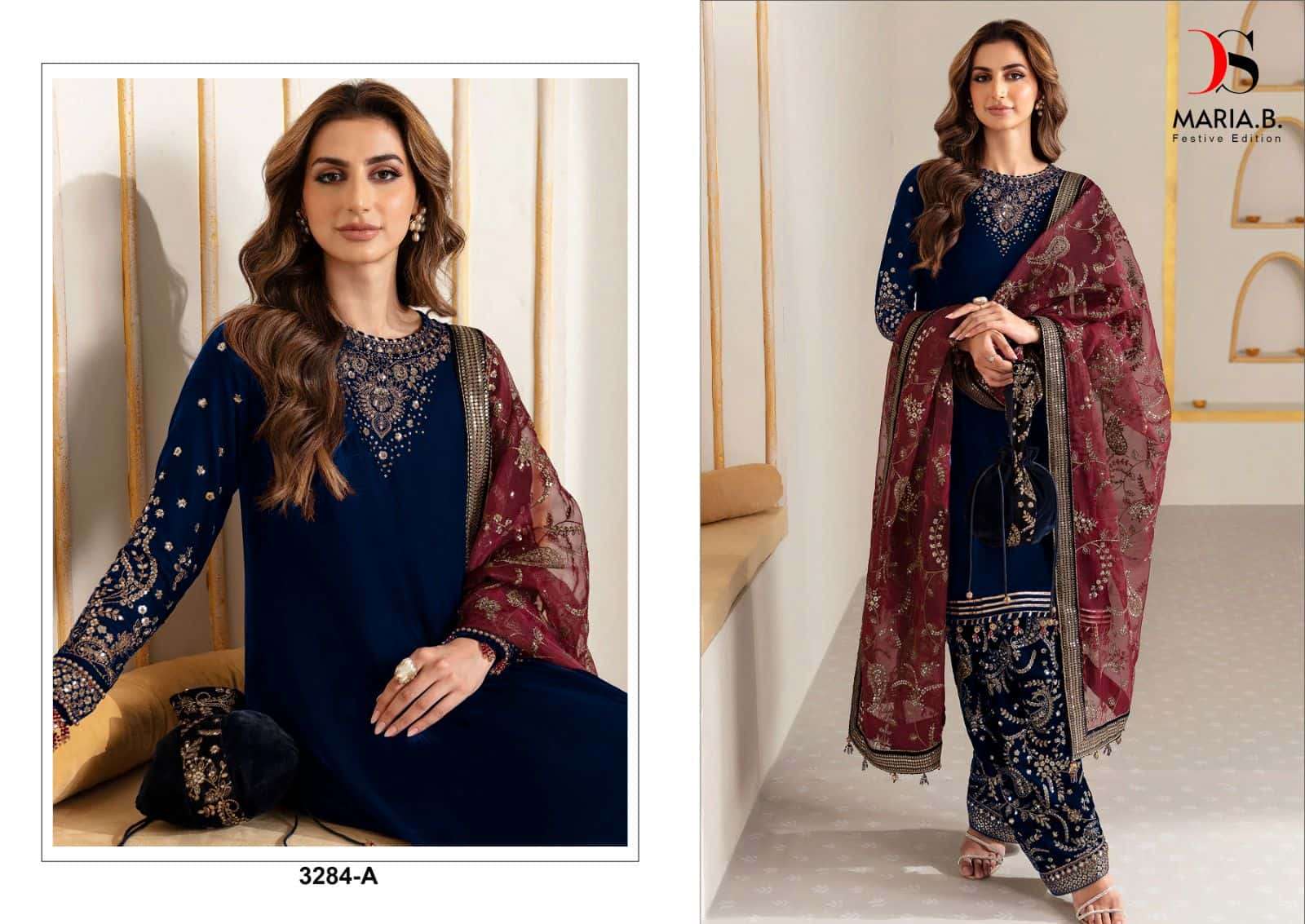 Deepsy Maria B Velvet Embroidered Suit