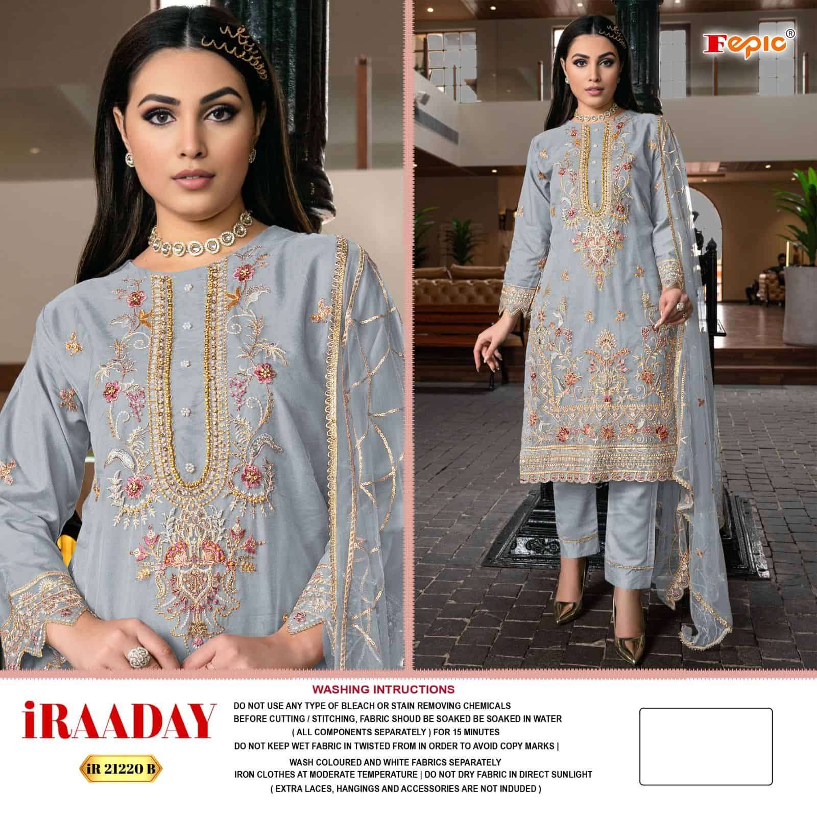 Fepic IR 21220 B Festive Wear Style Designer Pakistani Embroidered Suit Ensemble