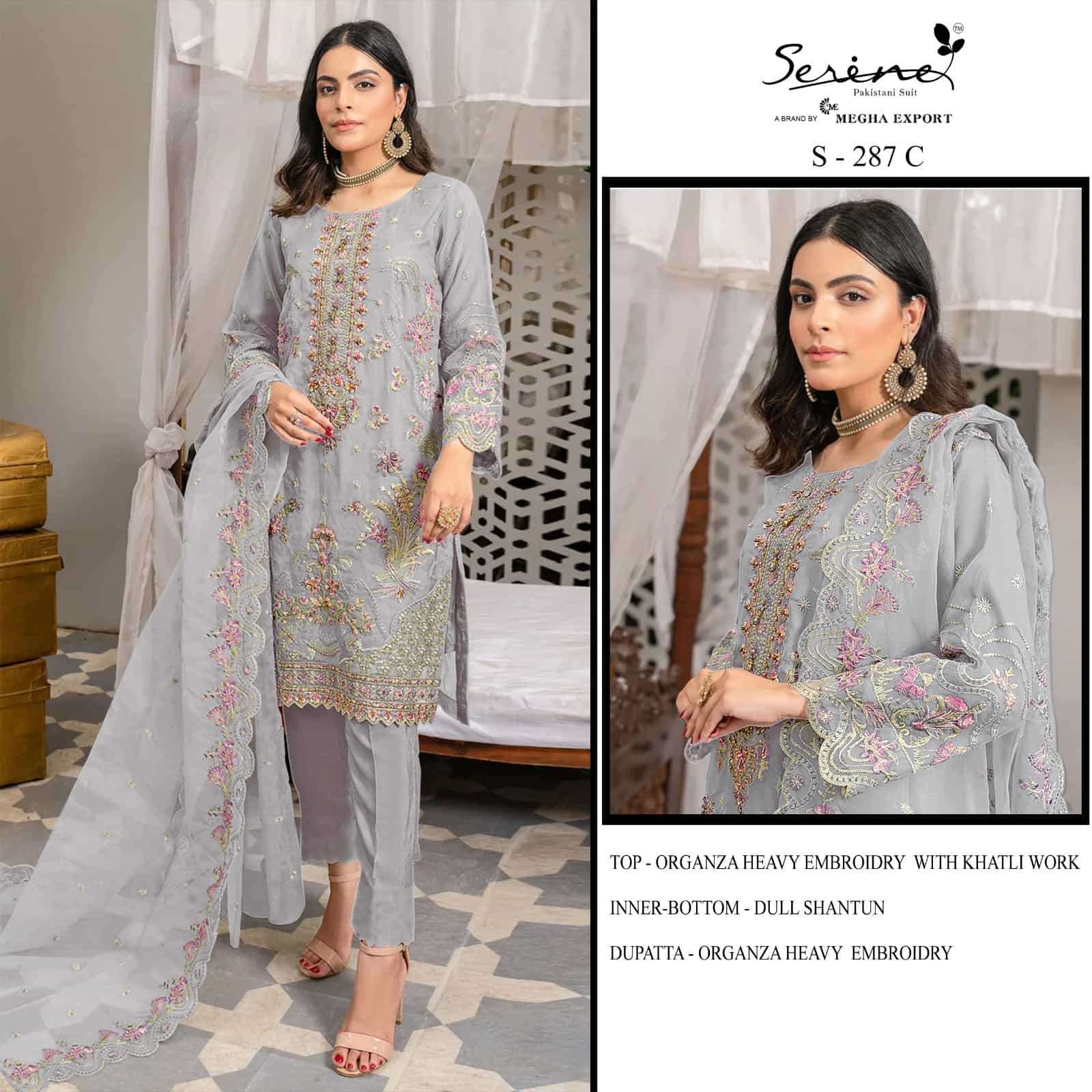 Serine S-287C Embroidered Organza Suit