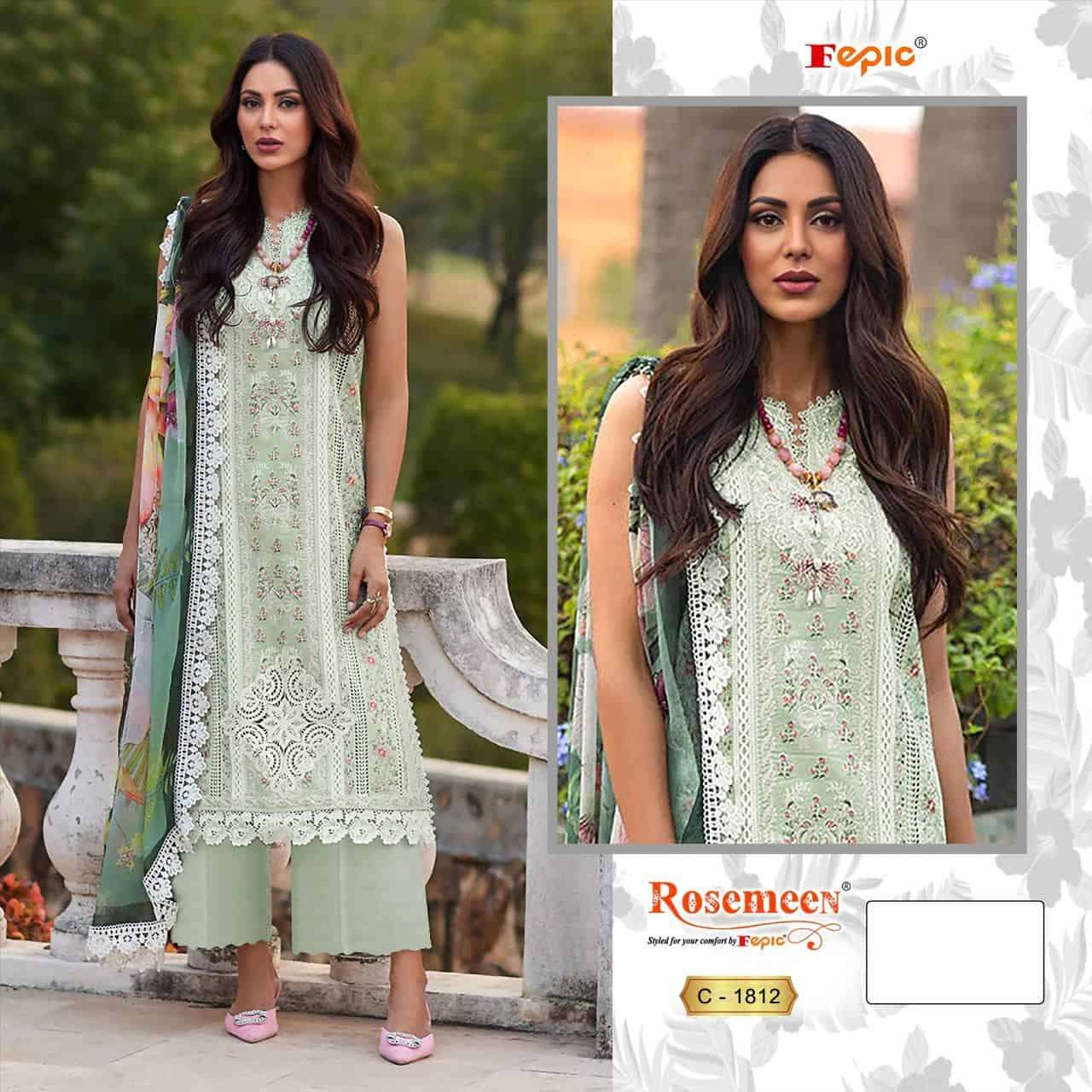 Fepic C 1812 Colors Fancy Designer Embroidered Unstitched Dress Wholesalers