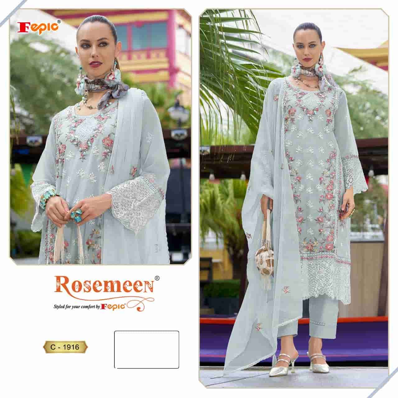 Fepic C 1916 Colors Pakistani Style Designer Organza Salwar Suit Wholesalers
