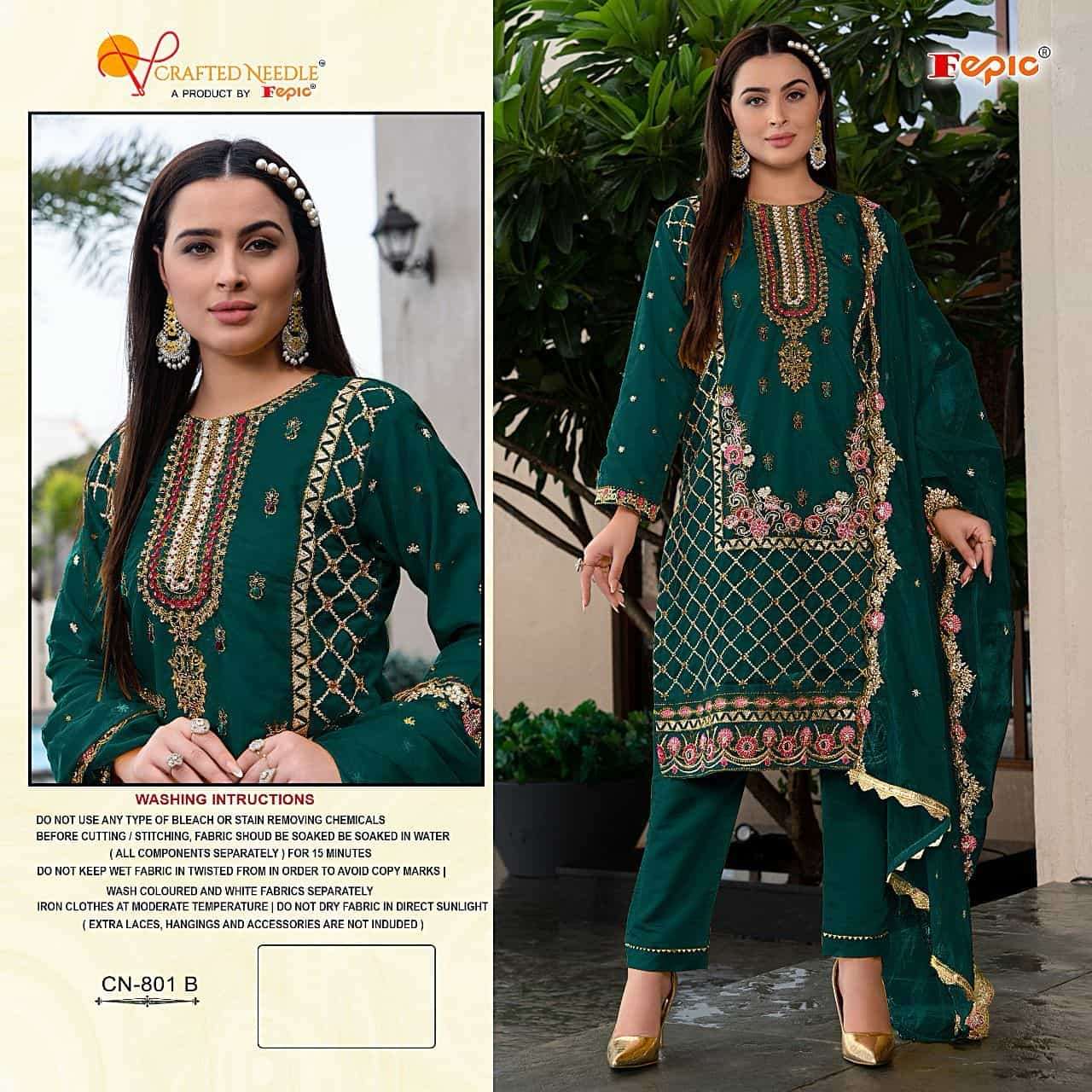 Crafted Needle CN 801 By Fepic Pakistani Designer Style Festive Wear Suit Wholesalers