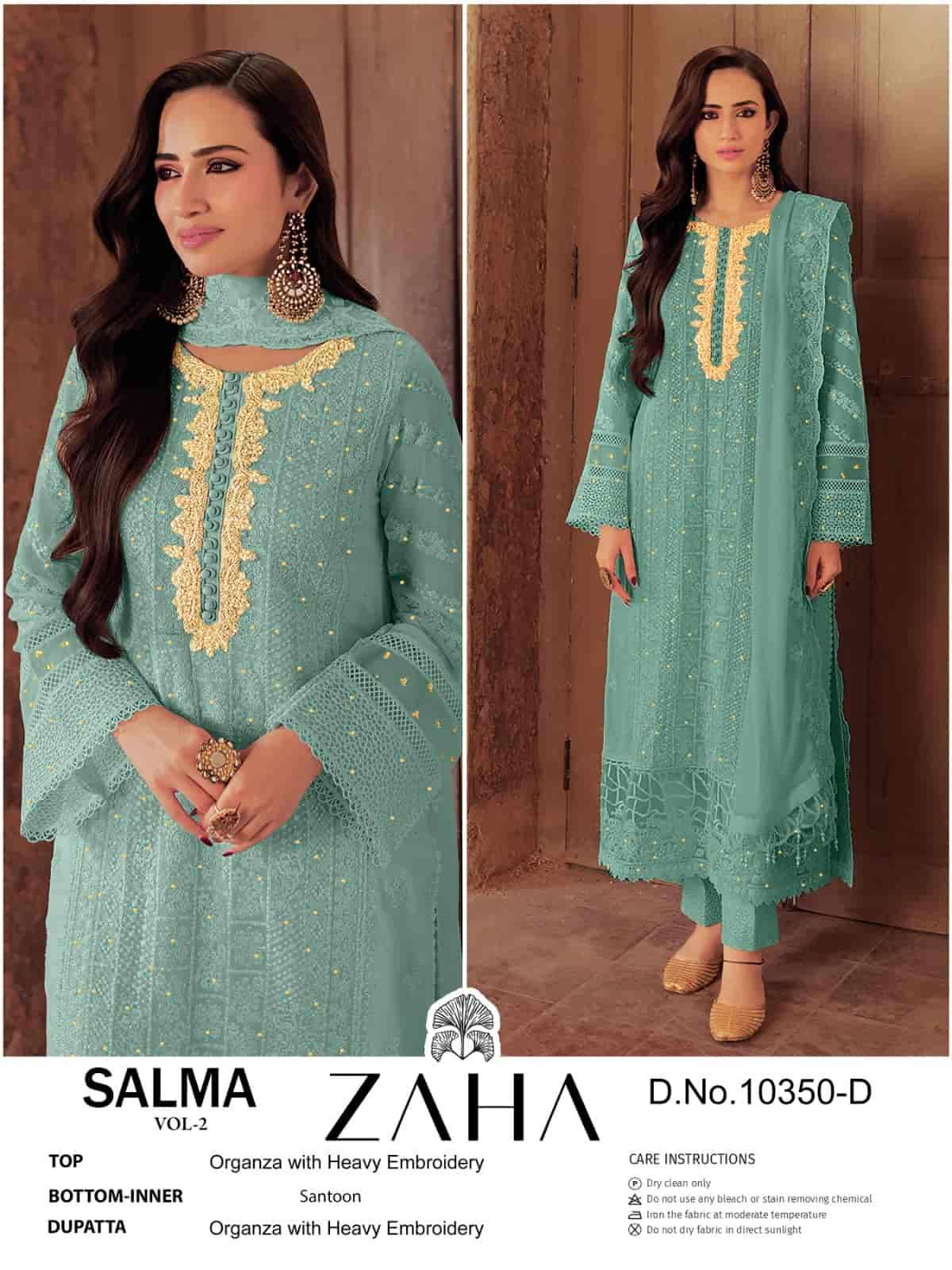 Zaha 10350 D Exclusive Designer Pakistani Embroidered Salwar Kameez Collection