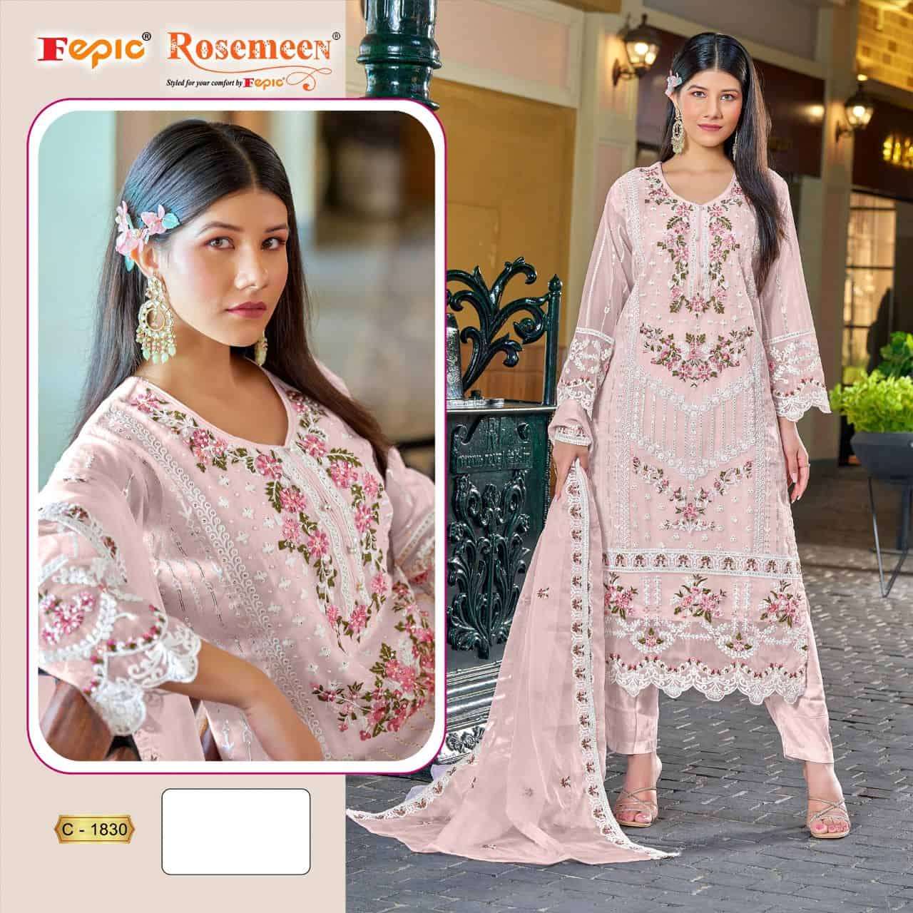 Fepic C 1830 Colors Pakistani Designer Style Embroidered Salwar Suit Wholesalers