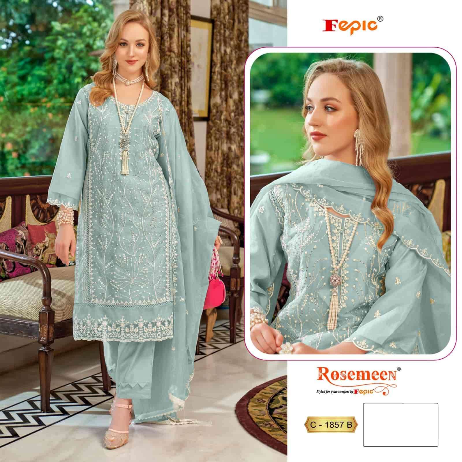 Fepic C 1857 B Latest Embroidered Designer Organza Suit