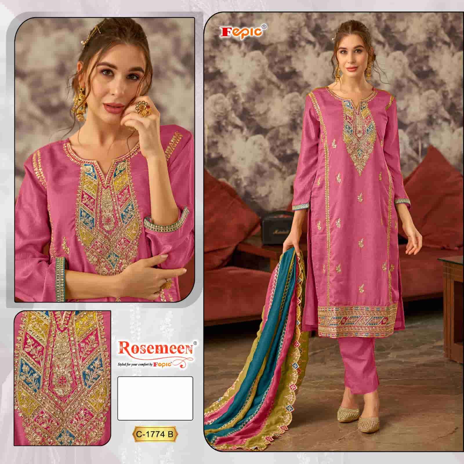 Fepic C 1774 B Pakistani Designer Silk Salwar Suit Exporter