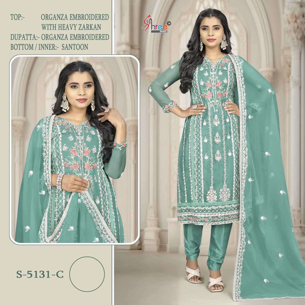 Shree Fabs S 5131 C Pakistani Organza Embroidered Salwar Kameez Ensemble