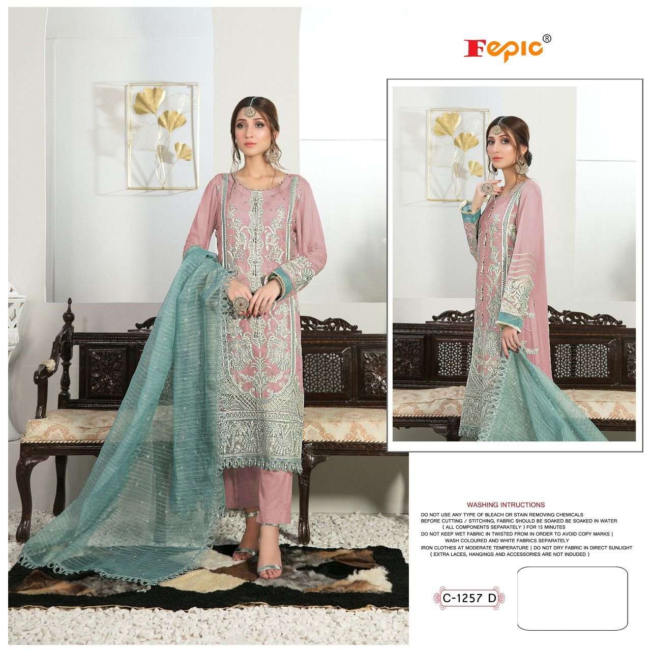 Fepic C 1257 Colors Georgette Embroidered Styles Pakistani Suit Catalog Exporter