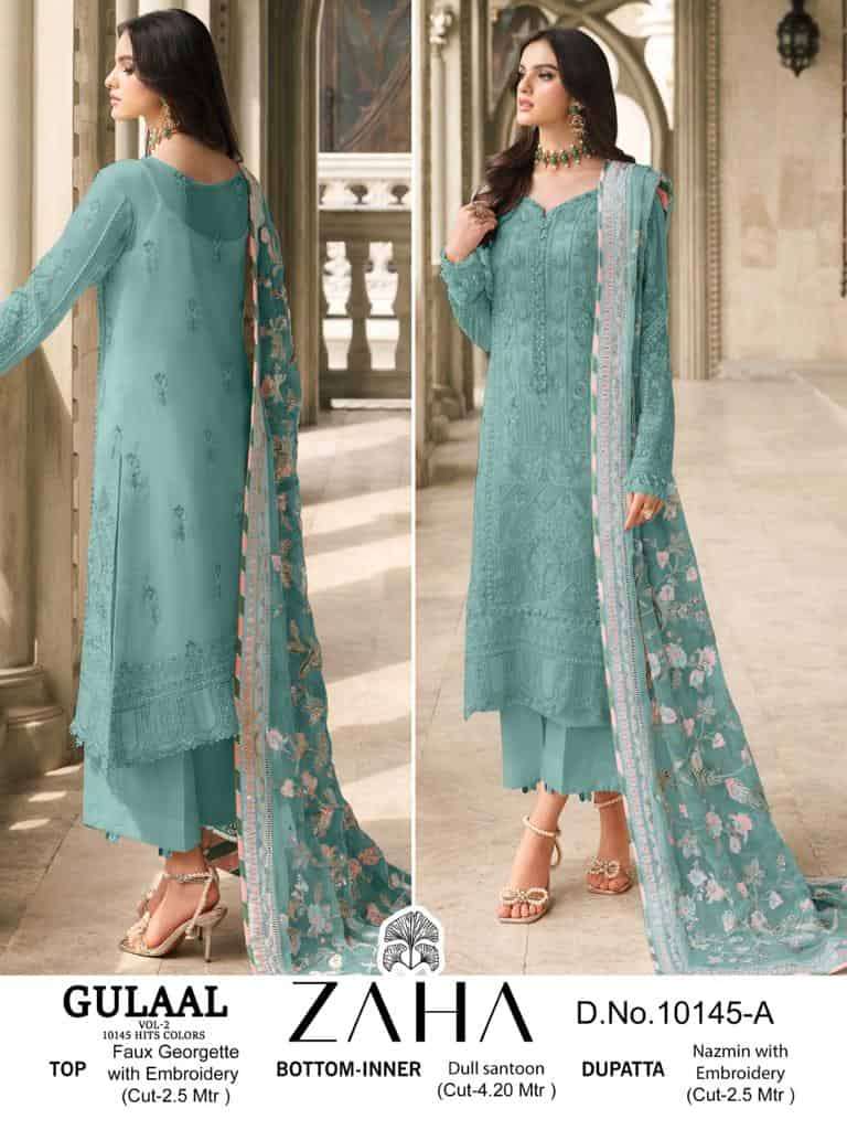 Zaha Gulaal Vol 1 10145 Colors Pakistani Festive Wear Style Designer Suit Exporter