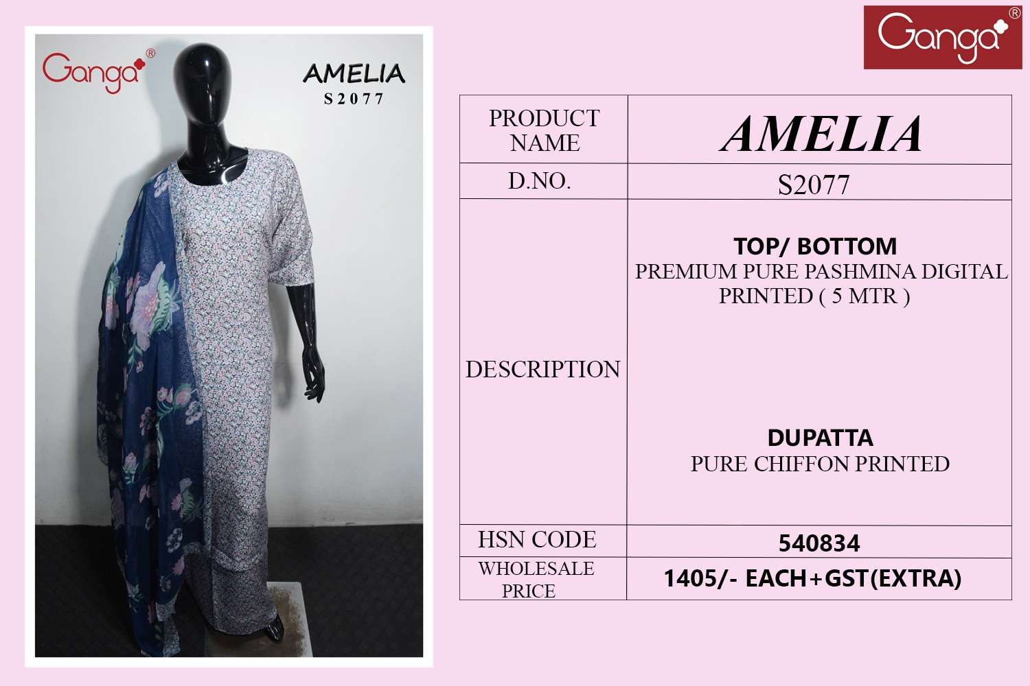 Ganga Amelia 2077 Pashmina Winter Dress