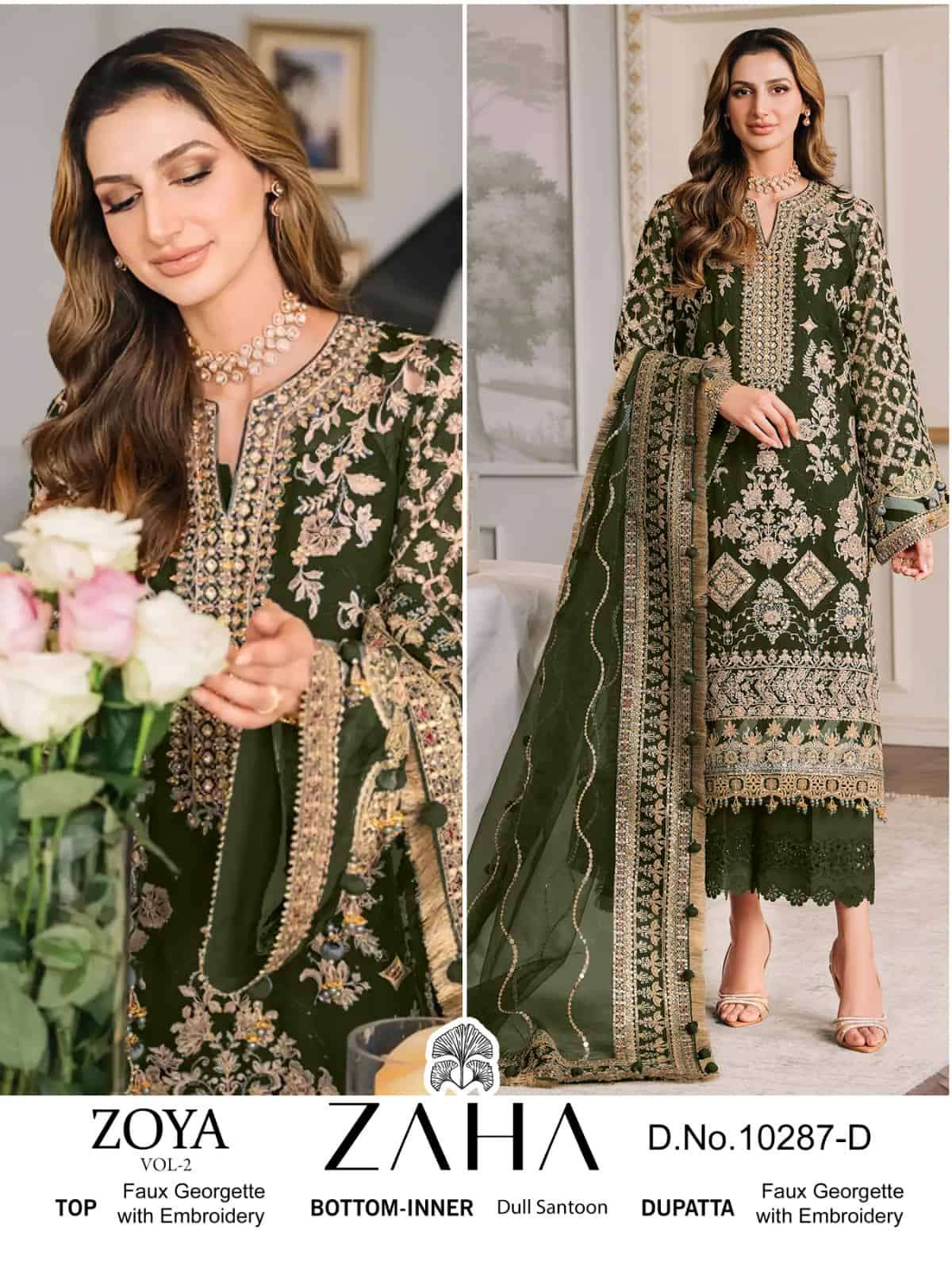 Zaha 10287 D Pakistani Embroidered Salwar Suit