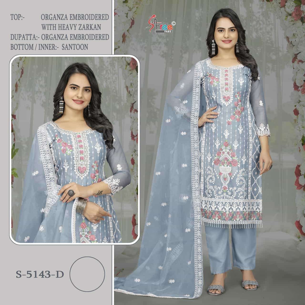 Shree Fabs S 5143 D Organza Embroidered Designer Pakistani Collection
