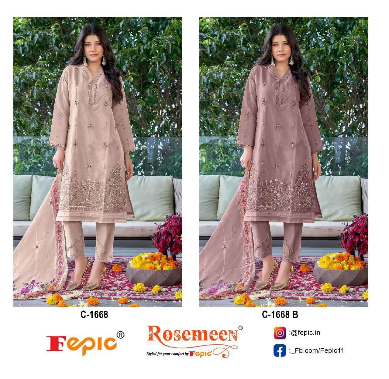 Fepic Rosemeen Organza Embroidered Pakistani Suit