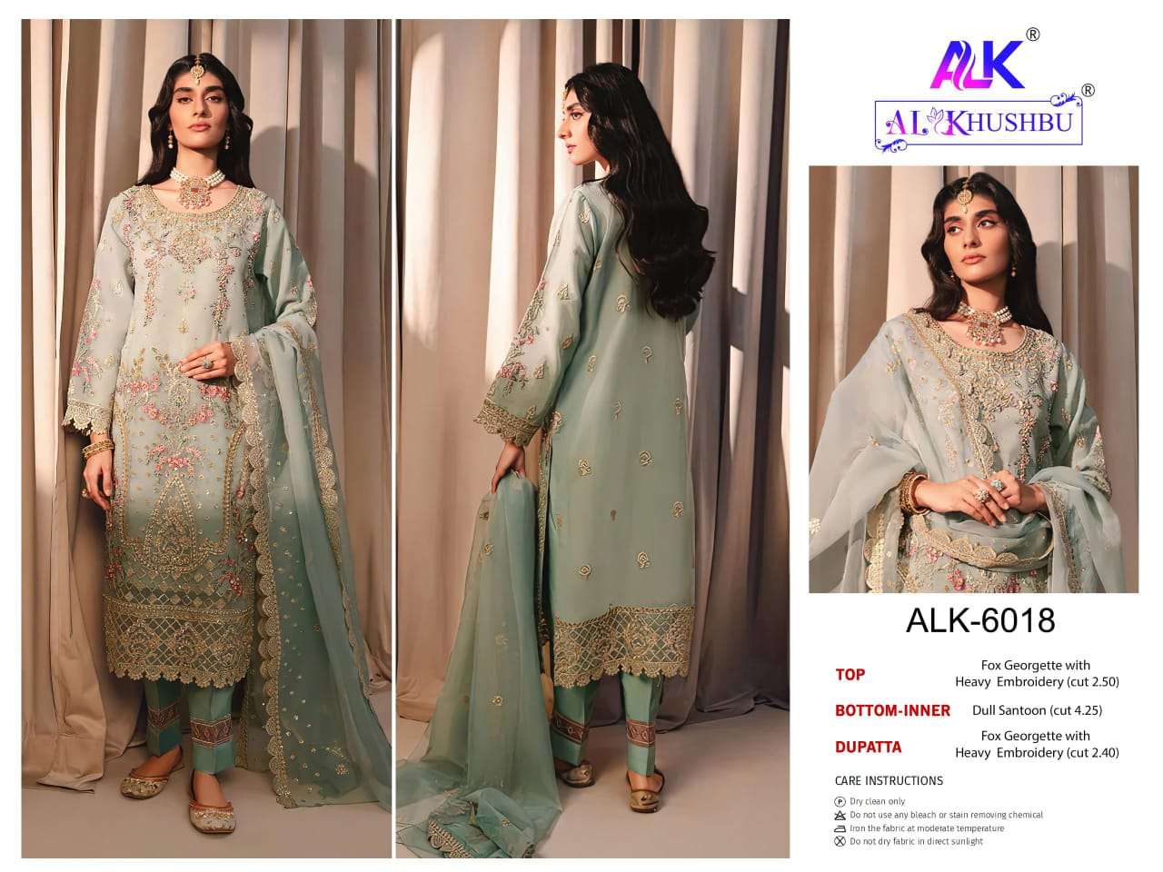 Al Khushbu 6018 Pakistani Designer Georgette Salwar Suit Exporter