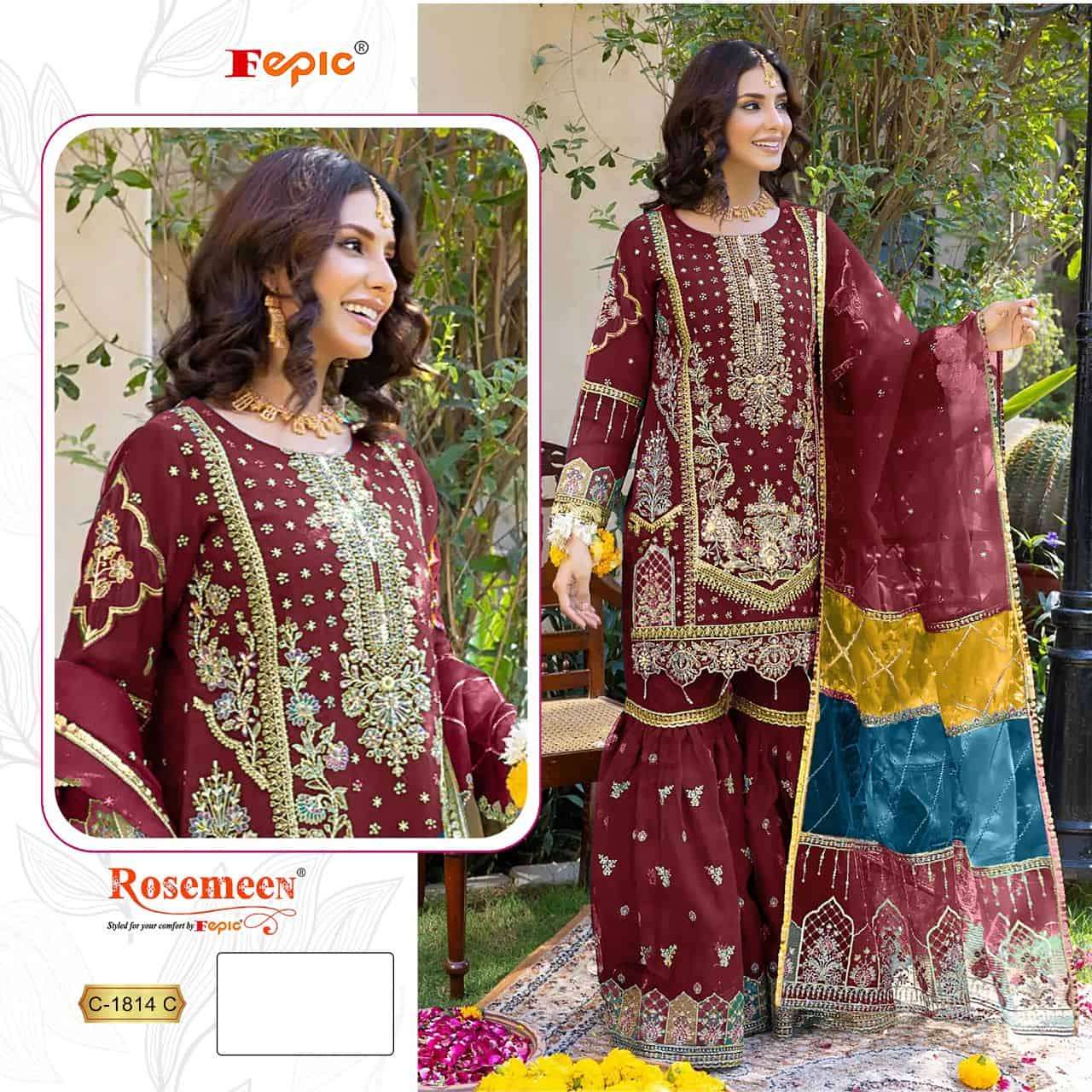Fepic C 1814 Colors Pakistani Festive Wear Style Designer Suit Wholesalers