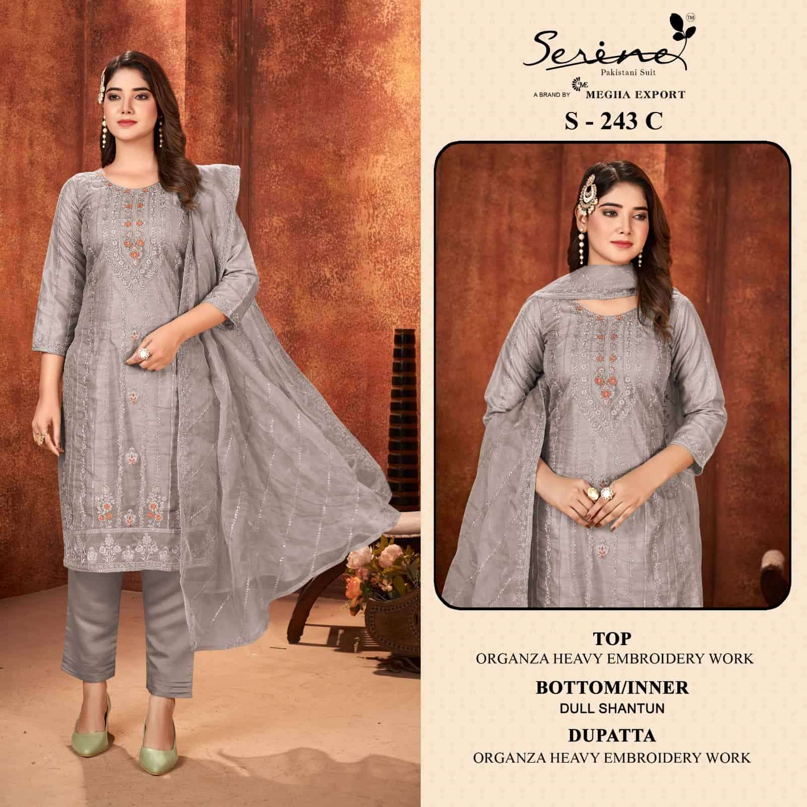 Serine S 243 C Fancy Designer Embroidered Organza Unstitched Dress Ensemble