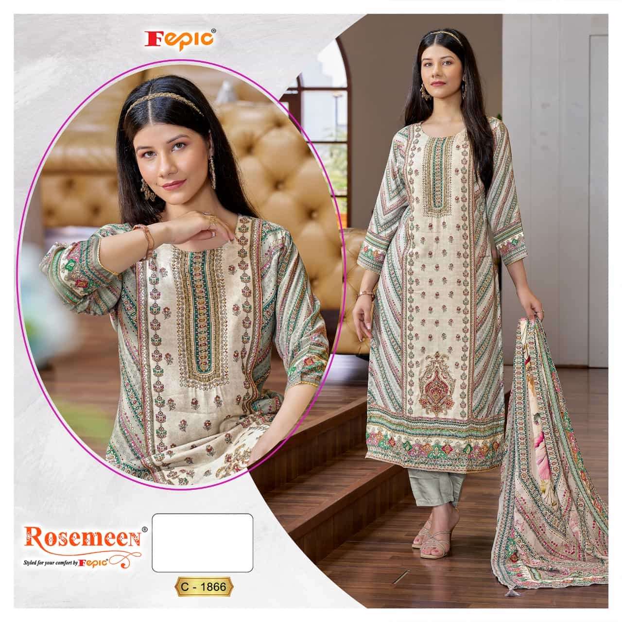 Fepic C 1866 Pakistani Style Designer Printed Salwar Suit Exporter
