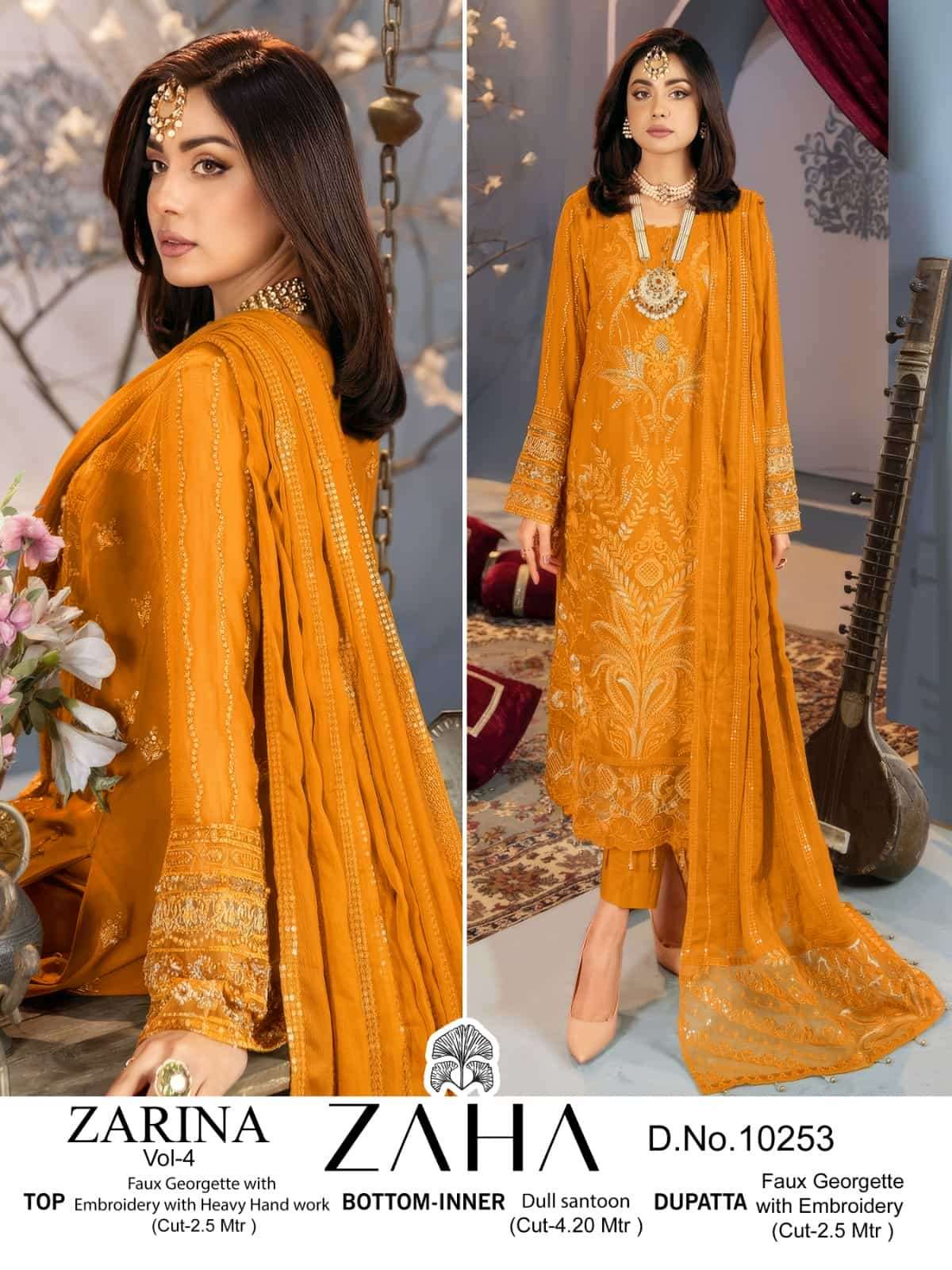 Zaha Zarina Vol-4 Embroidered Georgette Suit