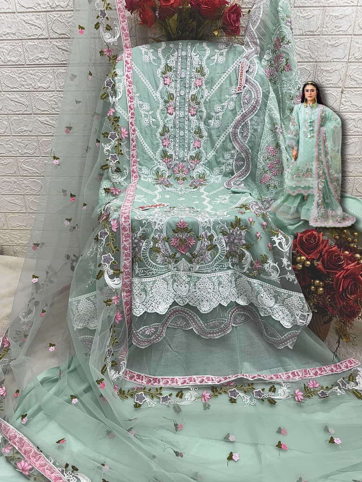 Fepic C1804 Colors Pakistani Heavy Designer Embroidered Cotton Salwar Suit Exporter