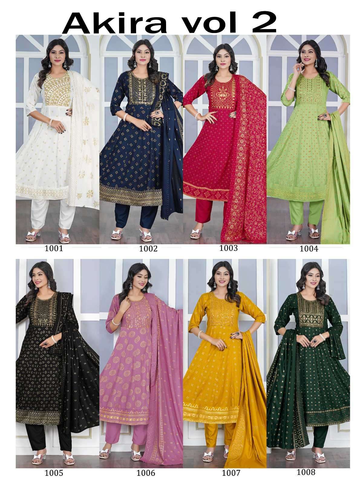 Padmavati Akira Vol 2 Anarkali Pattern Readymade 3 Piece Set Catalogs