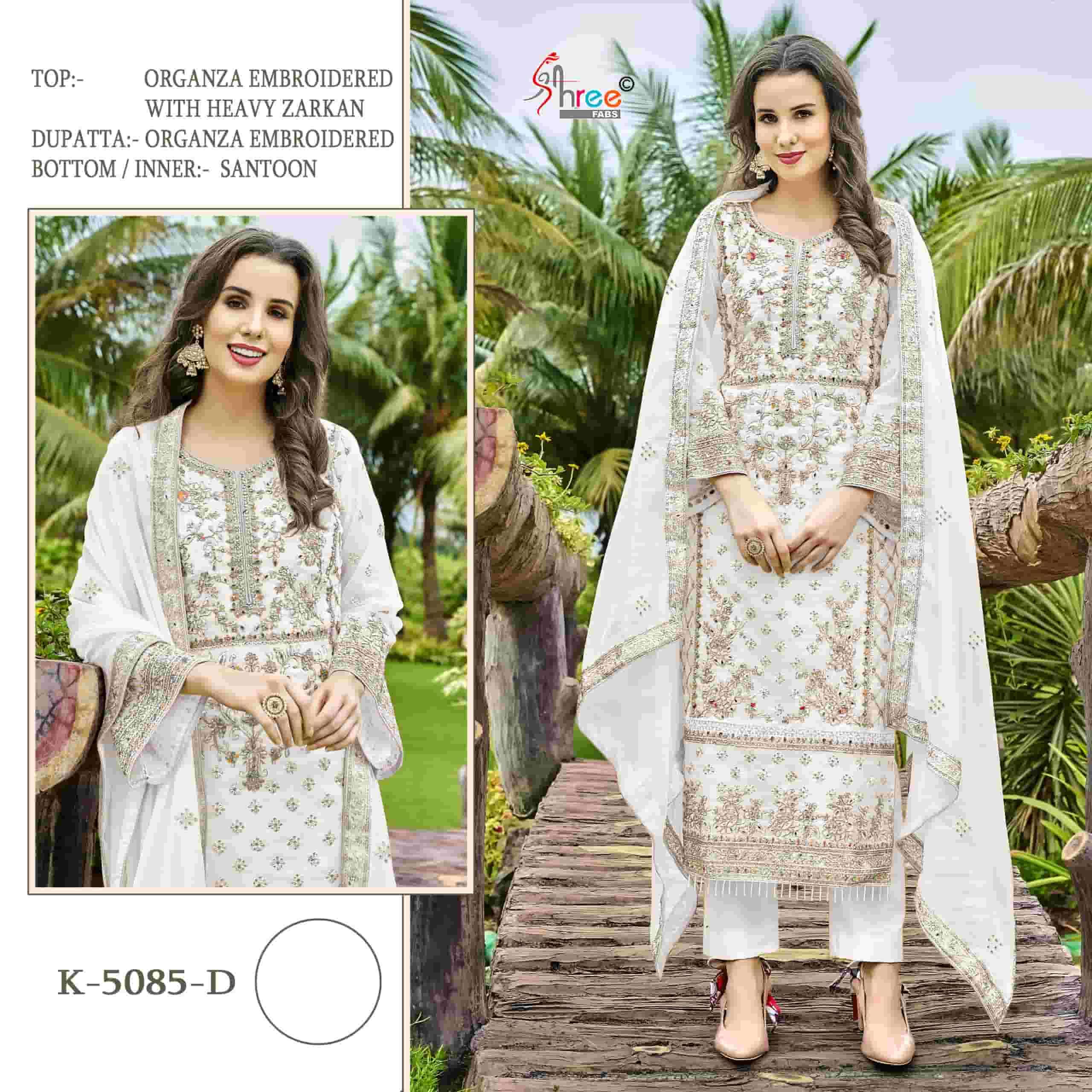 Shree Fabs K 5085 D Organza Embroidered Pakistani Unstitched Suit Ensemble