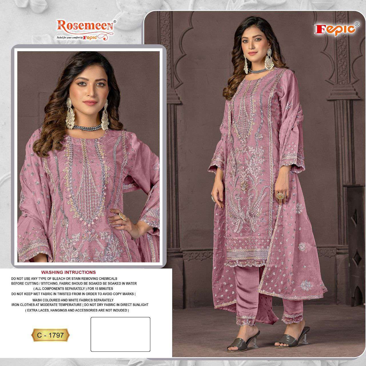 Fepic C 1797 Colors Rosemeen Pakistani Salwar Suit Catalog Exporters