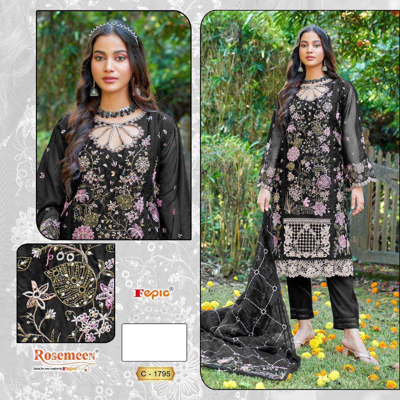 Fepic C 1795 Colors Latest Designs Pakistani Organza Suit Wholesalers